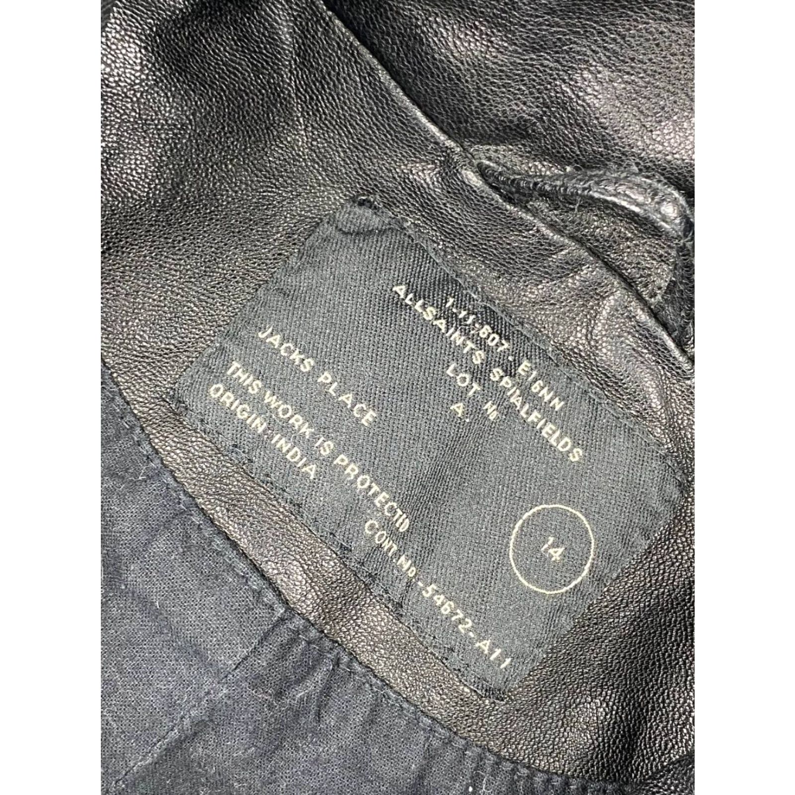 Allsaints VINTAGE AllSaints Belvedere Leather Jacket Women 14 Black Leather Jacket Zip Biker 14 Womens Size XL / US 12-14 / IT 48-50 - 4 Thumbnail