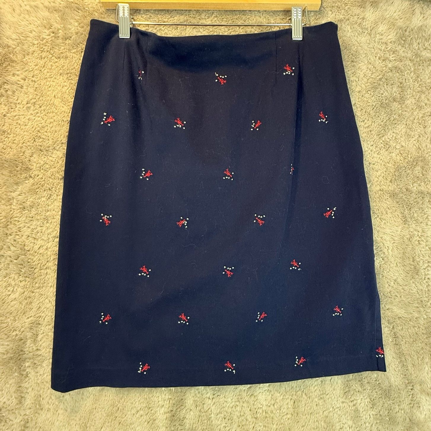 Other Marisa Christina Navy Blue Red Lobster Skirt Embroider 10 M Size 32" / US 10 / IT 46 - 1 Thumbnail
