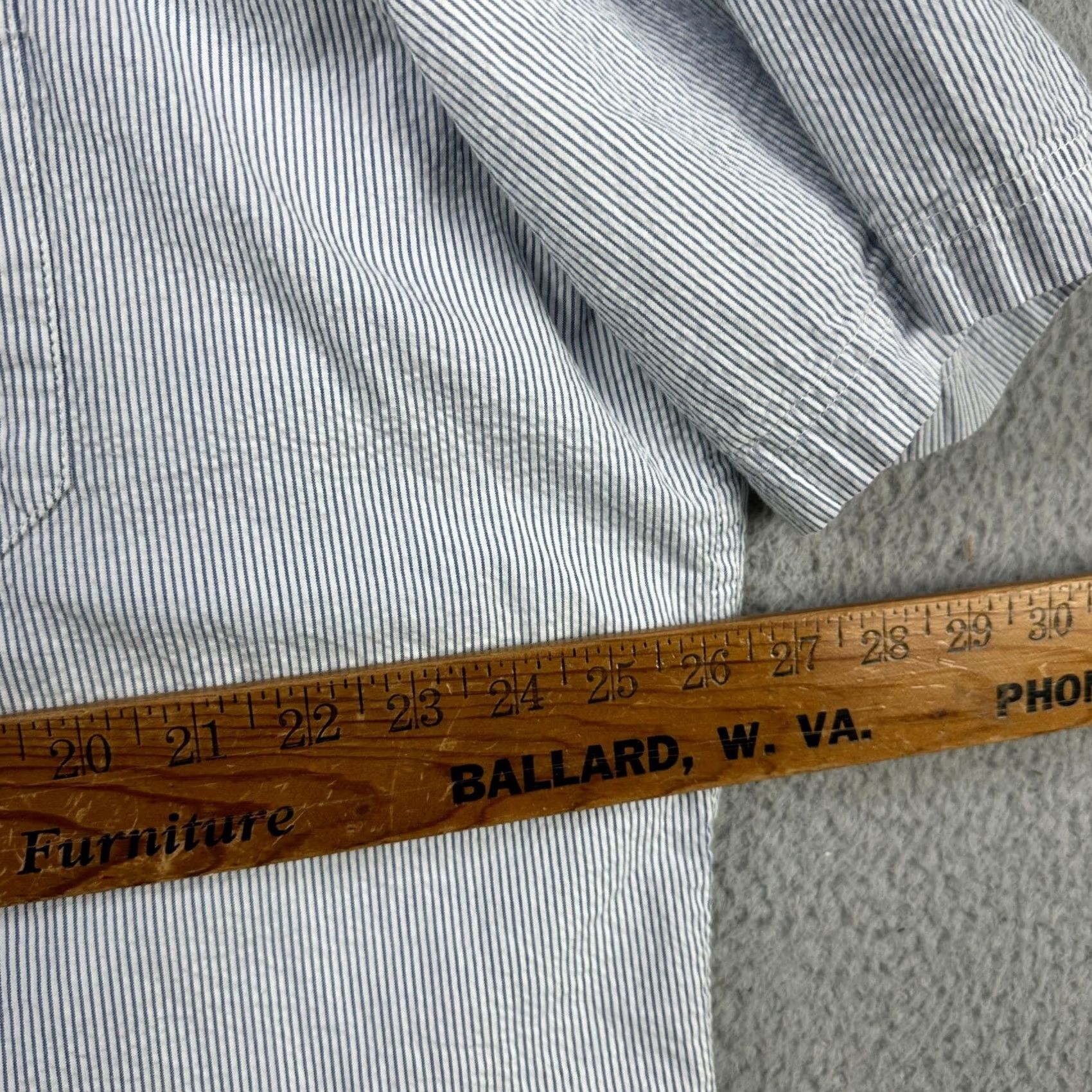 Vintage L.L. Bean Organic Cotton Shirt Seersucker Mens 2XL Tall Blue Striped Button Up Size US XXL / EU 58 / 5 - 6 Thumbnail