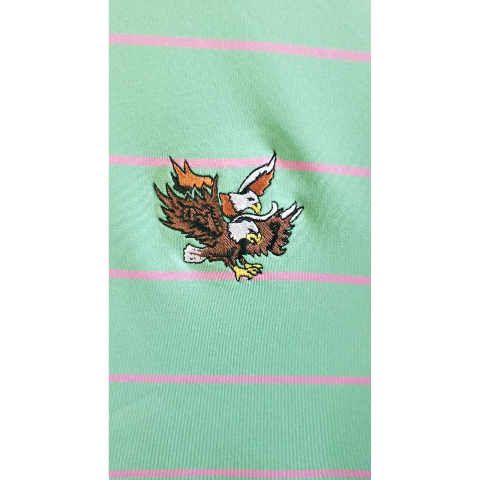 Peter Millar Peter Millar Summer Comfort Golf Polo Shirt Green Pink Stripe Stretch Mens Large Size US L / EU 52-54 / 3 - 6 Thumbnail