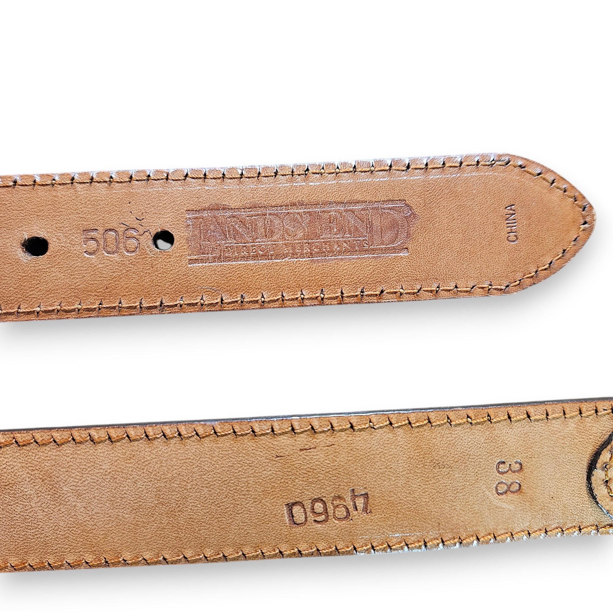 Lands' End Lands' End 37-41" NEW Belt Leather Brown Woven Double Braid Size 38 - 10 Thumbnail
