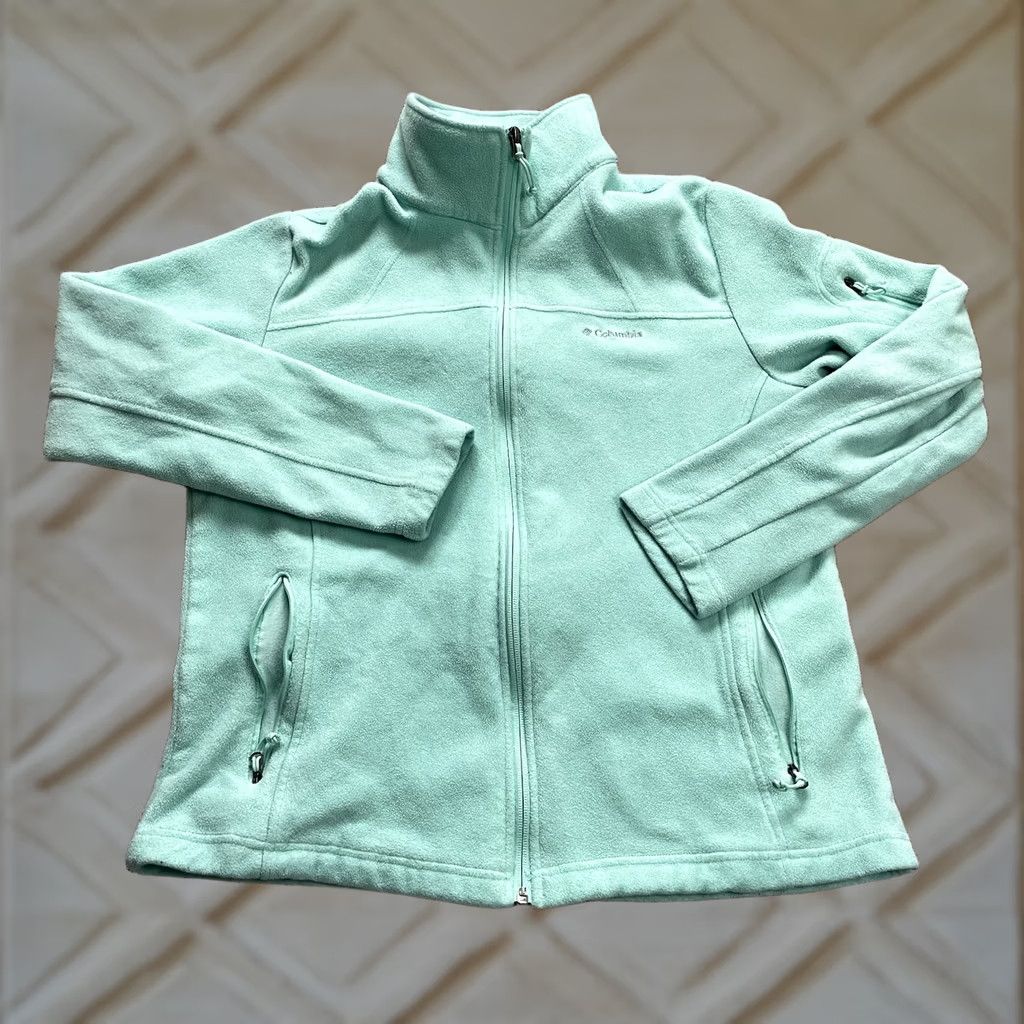 Vintage Columbia Jacket Womens XL Light Blue Full Zip Pockets Soft Fleece Outdoor Ladies Size XL / US 12-14 / IT 48-50 - 1 Thumbnail