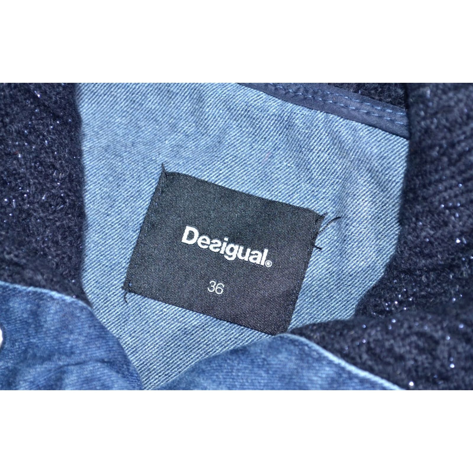Desigual Desigual Women's Coat Knit Denim Hooded Jacket Embroidered Blue 36 Regular Long Sleeve Mid-Length Casual Overcoat Jacket Womens Size XS / US 0-2 / IT 36-38 - 7 Thumbnail