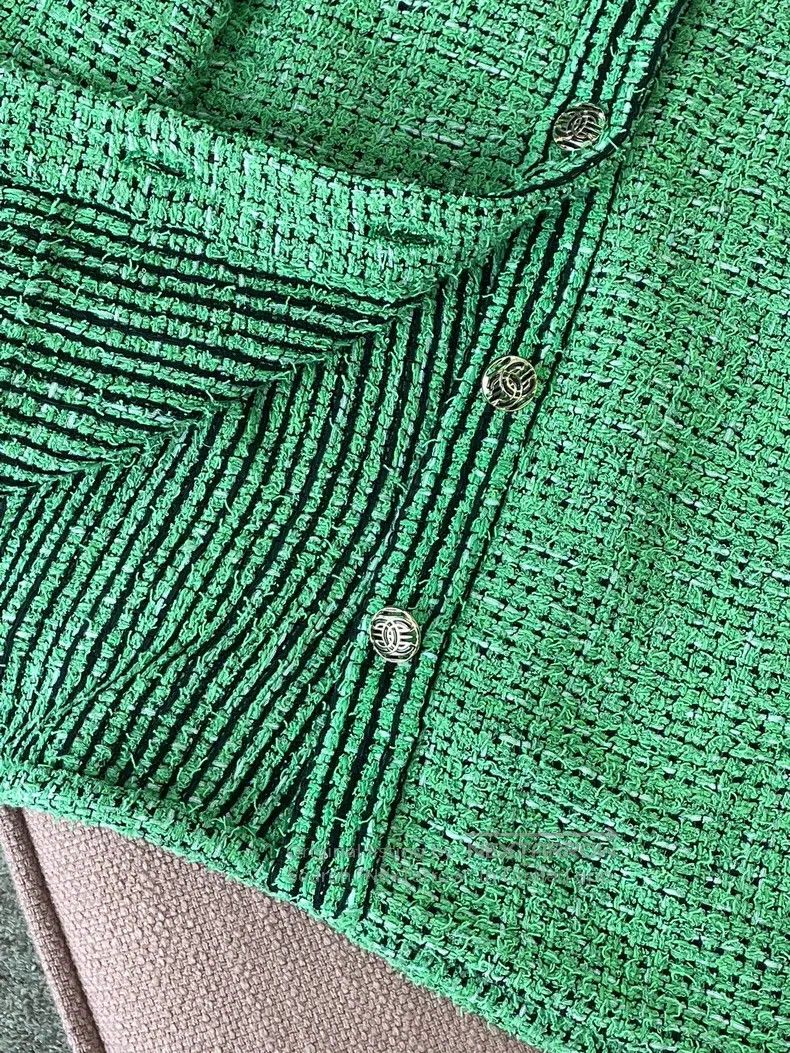 Chanel Chanel Green woven two-pocket jacket Size XXS / US 00 / IT 34 - 4 Thumbnail