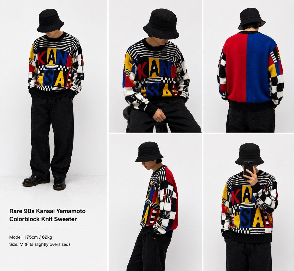 Kansai Yamamoto Rare 90s Kansai Yamamoto Colorblock Knit Sweater Size US M / EU 48-50 / 2 - 3 Thumbnail