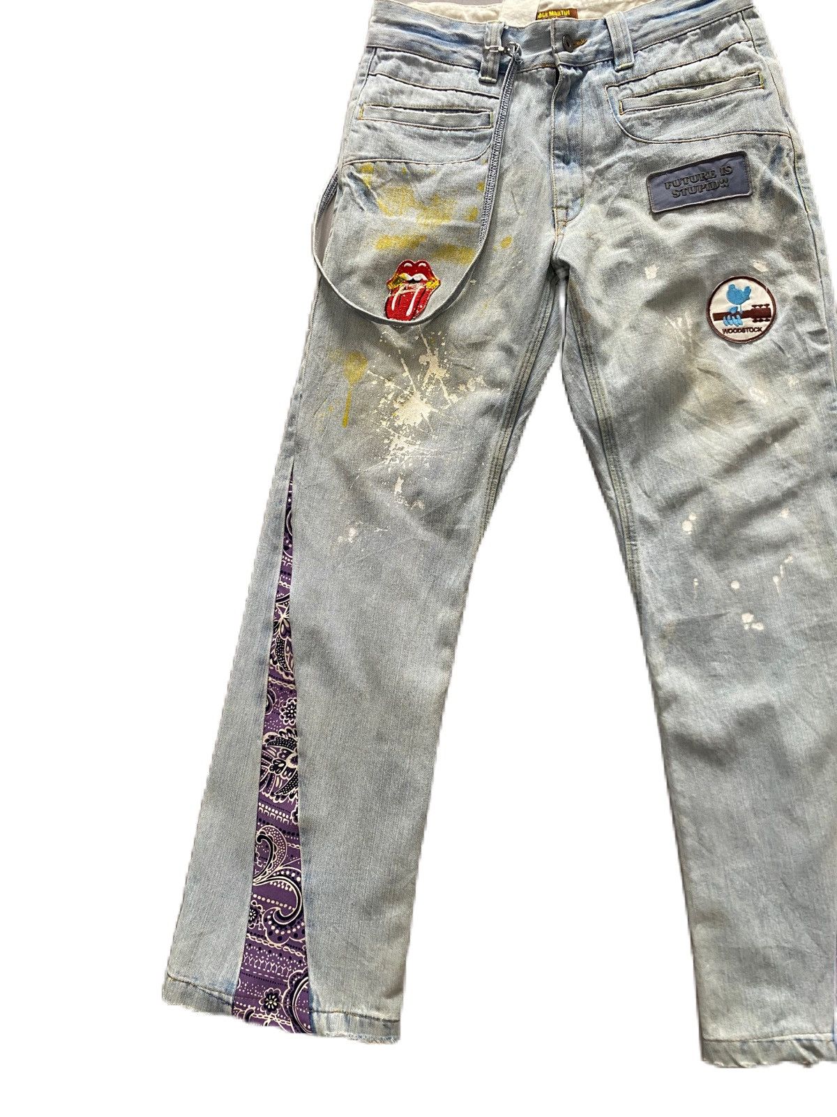 If Six Was Nine × Japanese Brand × The Rolling Stones JAPAN BRAND JOGE MARTIN DISTRESS PAINTED BANDANA DENIM Size US 31 - 3 Thumbnail