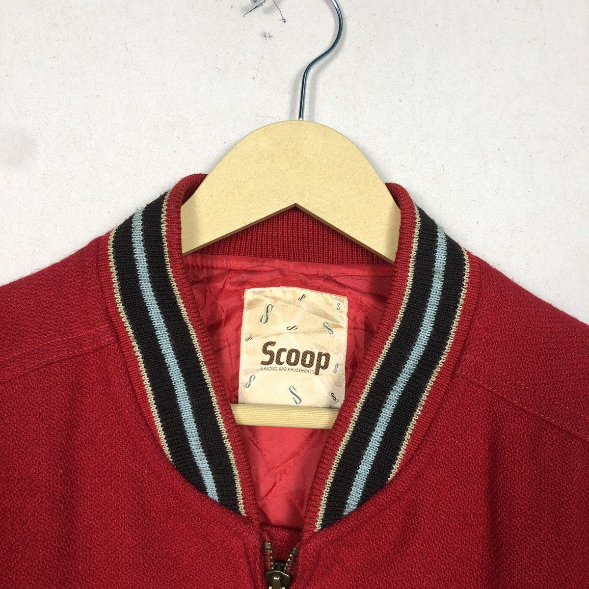 SCOOP Vintage Scoop Inc Tokyo Varsity Jacket Leather Wool Red L Size US L / EU 52-54 / 3 - 6 Thumbnail
