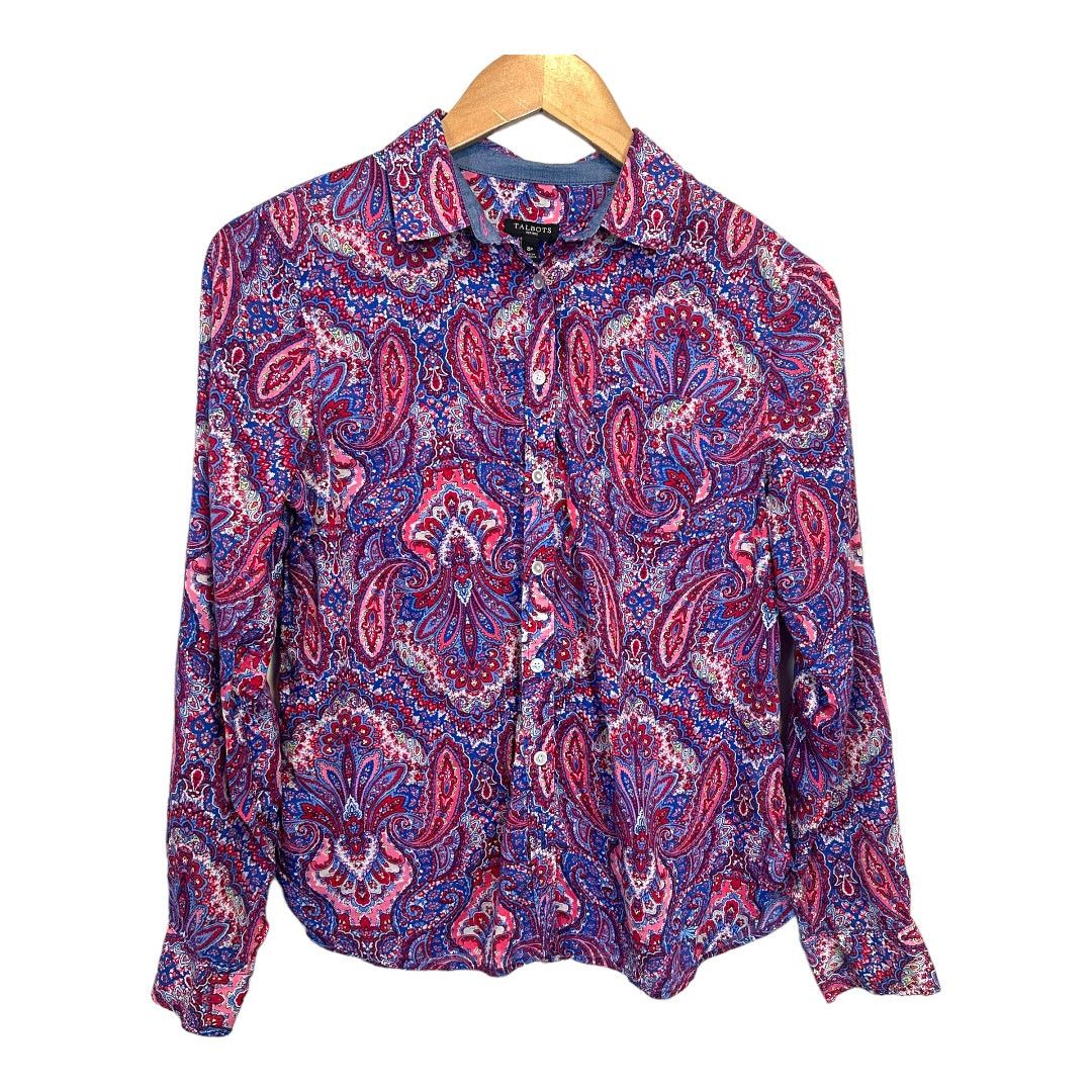 Other Talbots Paisley Button Down Shirt Top 8P P8 8 Pink Blue Size M / US 6-8 / IT 42-44 - 1 Thumbnail