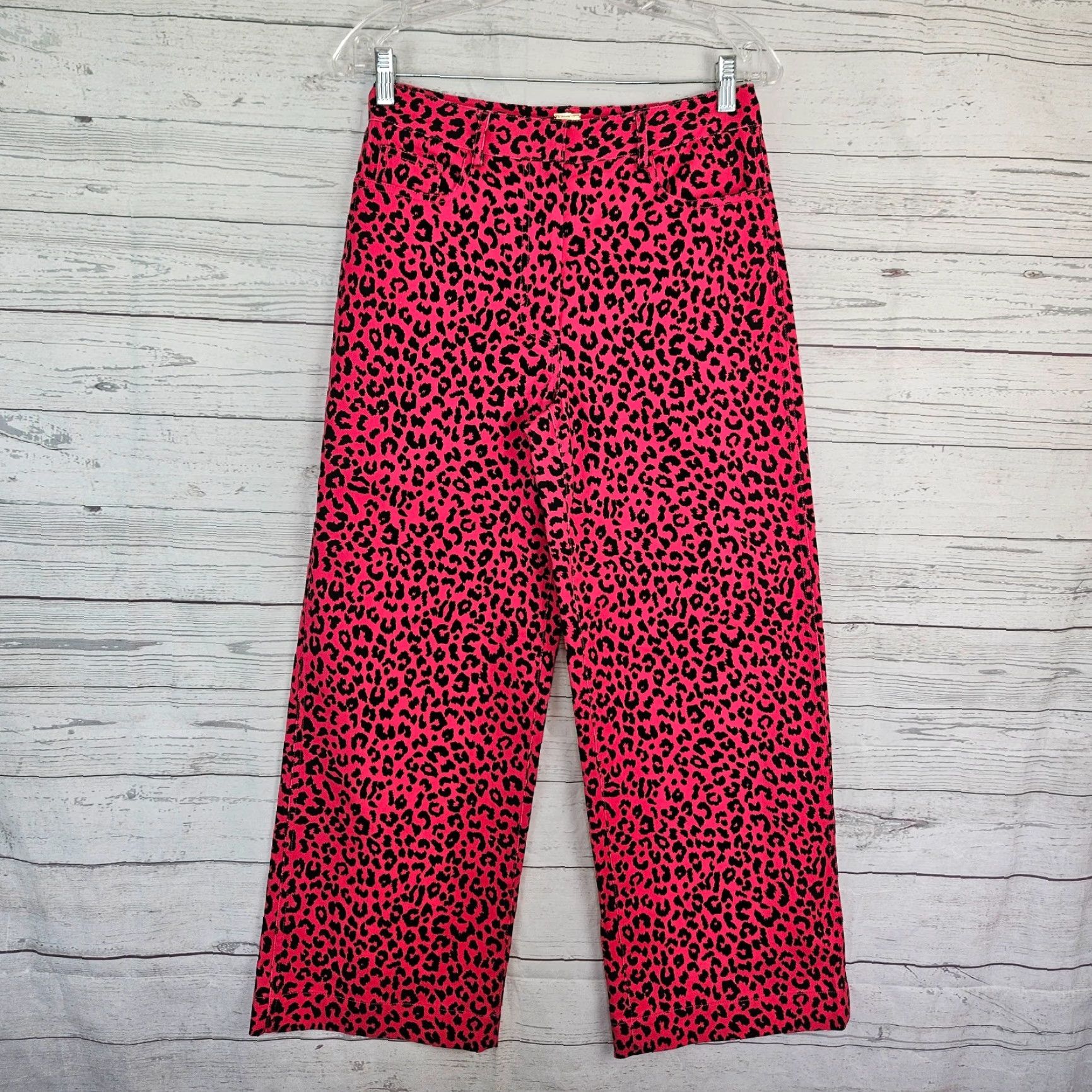 Adam Lippes Adam Lippes Womens Wide-Leg Ankle Pants Sz 4 Pink Black Animal Print Size 27" / US 4 / IT 40 - 2 Thumbnail