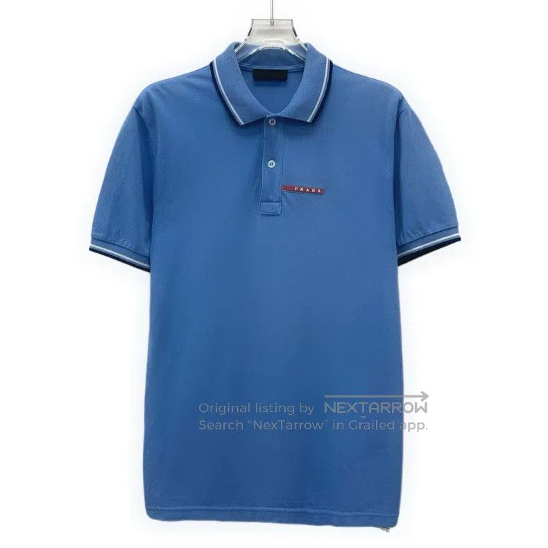 Prada Prada Blue logo striped cotton lapel single-breasted short Size US S / EU 44-46 / 1 - 1 Thumbnail