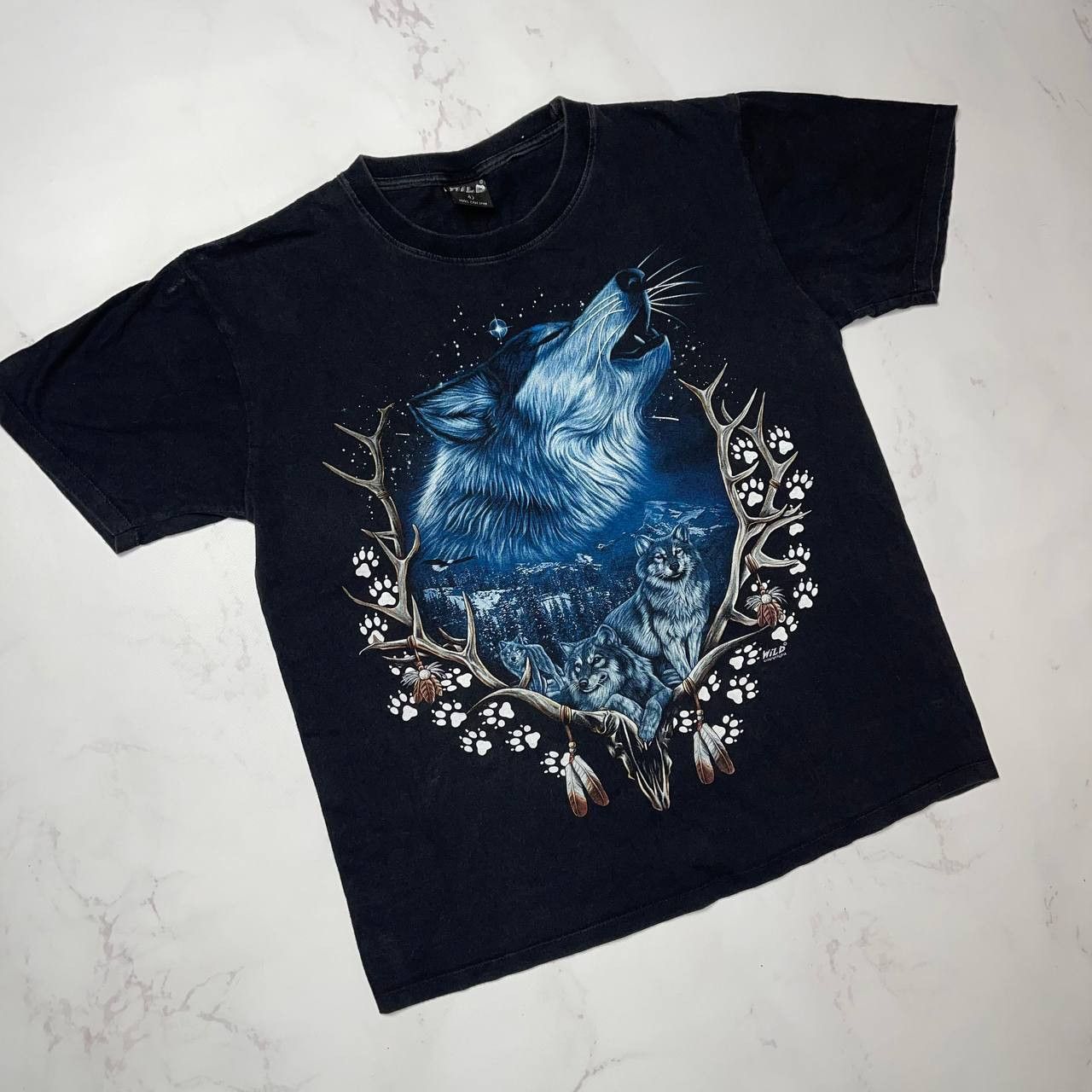 Vintage Wild Wolf T-Shirt Graphic Print Wildlife Y2K 90s Black SZ L Size US L / EU 52-54 / 3 - 2 Thumbnail