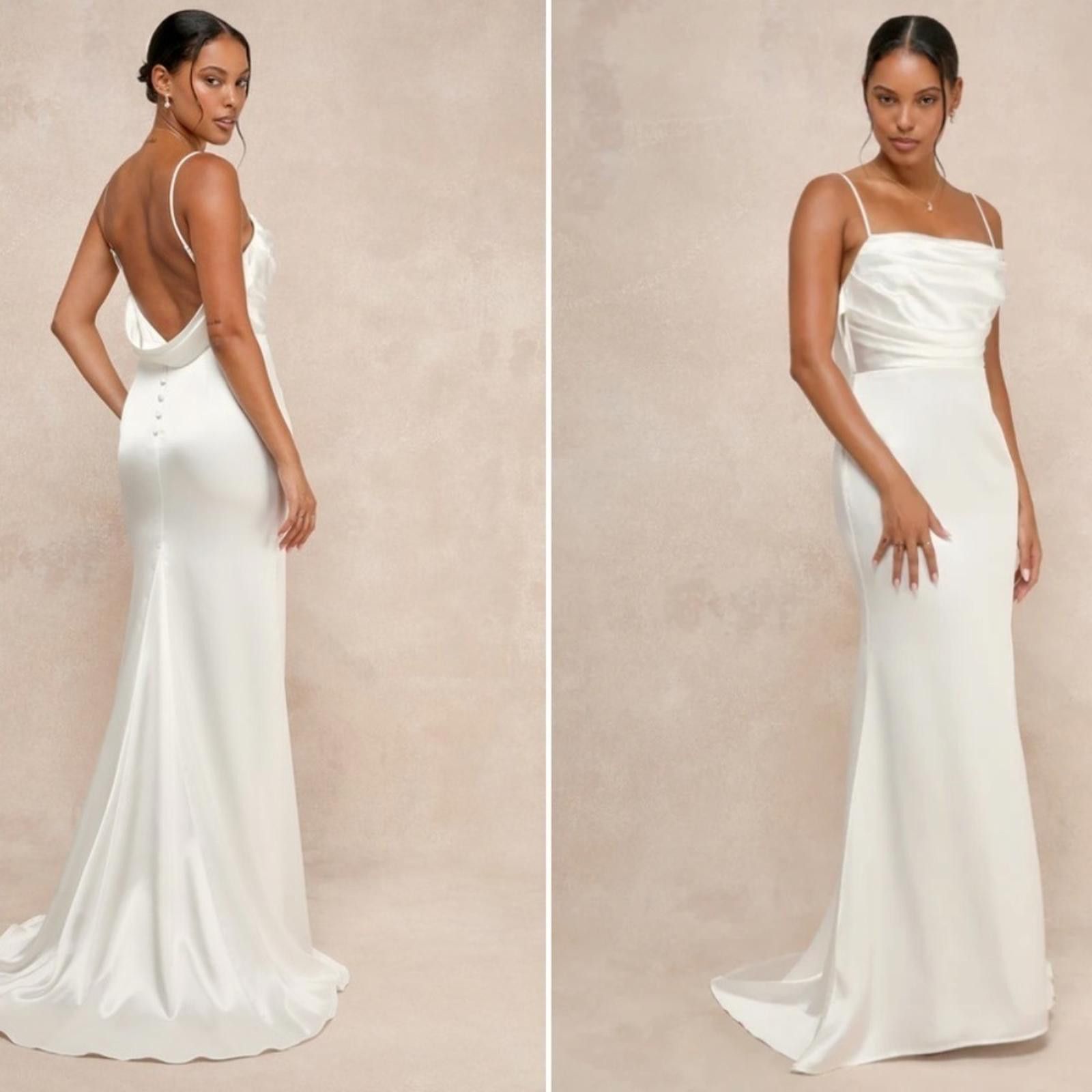 Lulus LULU's Bridal Sexy Elegant Sophisticated Chic Satin Gown Size XL / US 12-14 / IT 48-50 - 4 Thumbnail