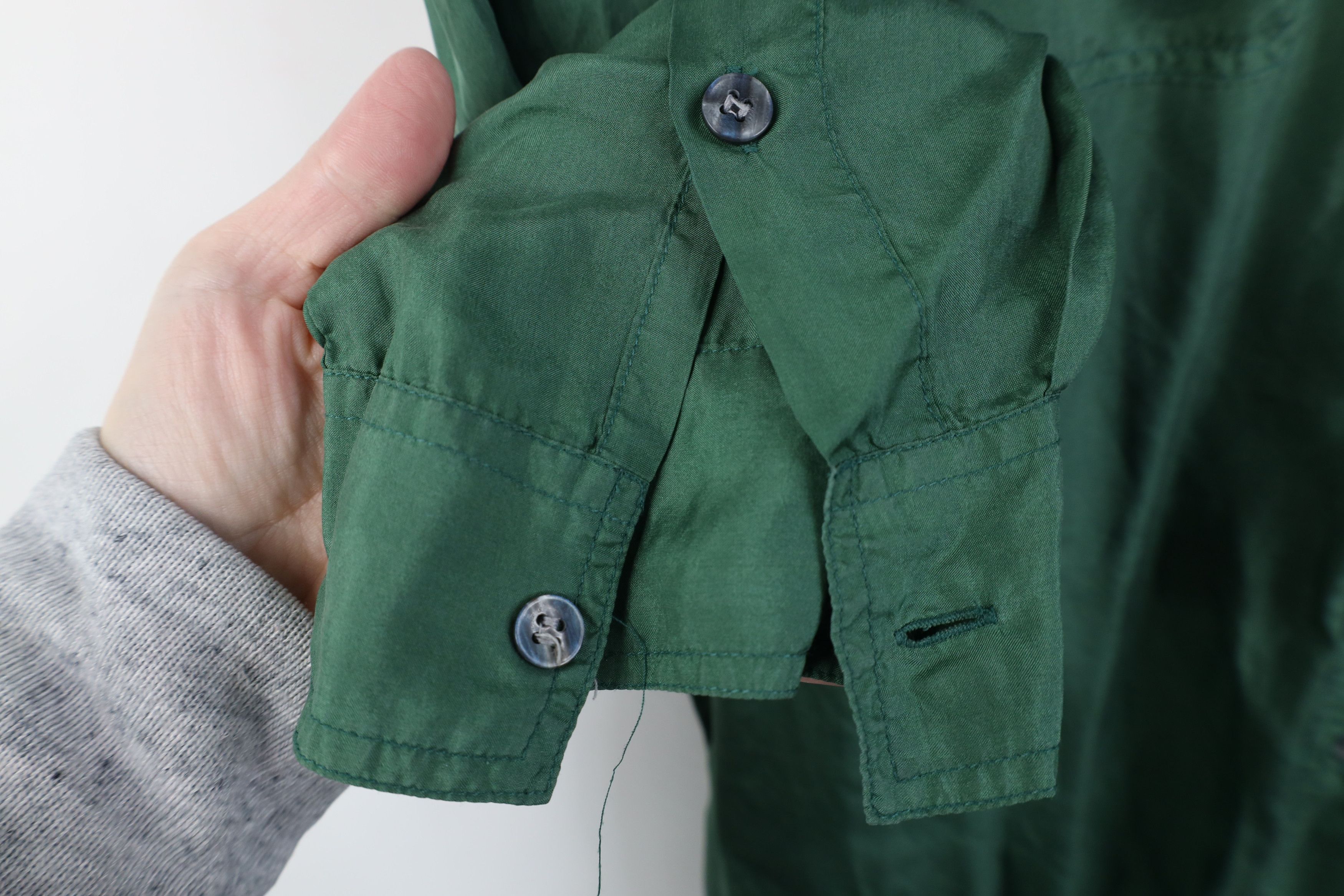Vintage Vintage 90s Streetwear Lightweight Silk Button Shirt Green Size L / US 10 / IT 46 - 5 Thumbnail