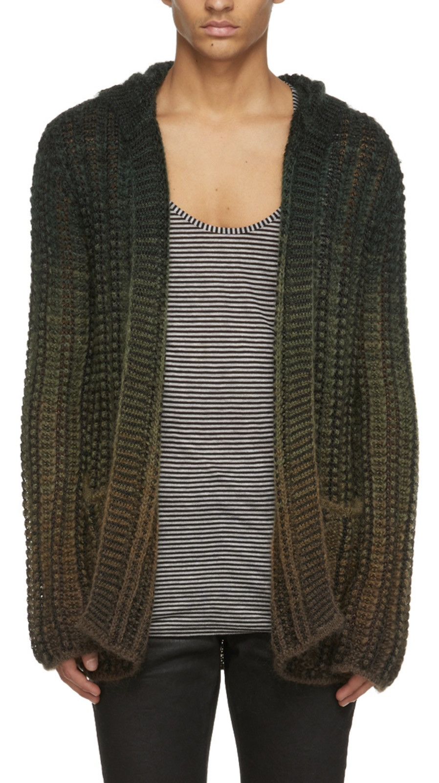 Saint Laurent Paris gradient effect mohair knit hooded long cardigan.size m  | Grailed