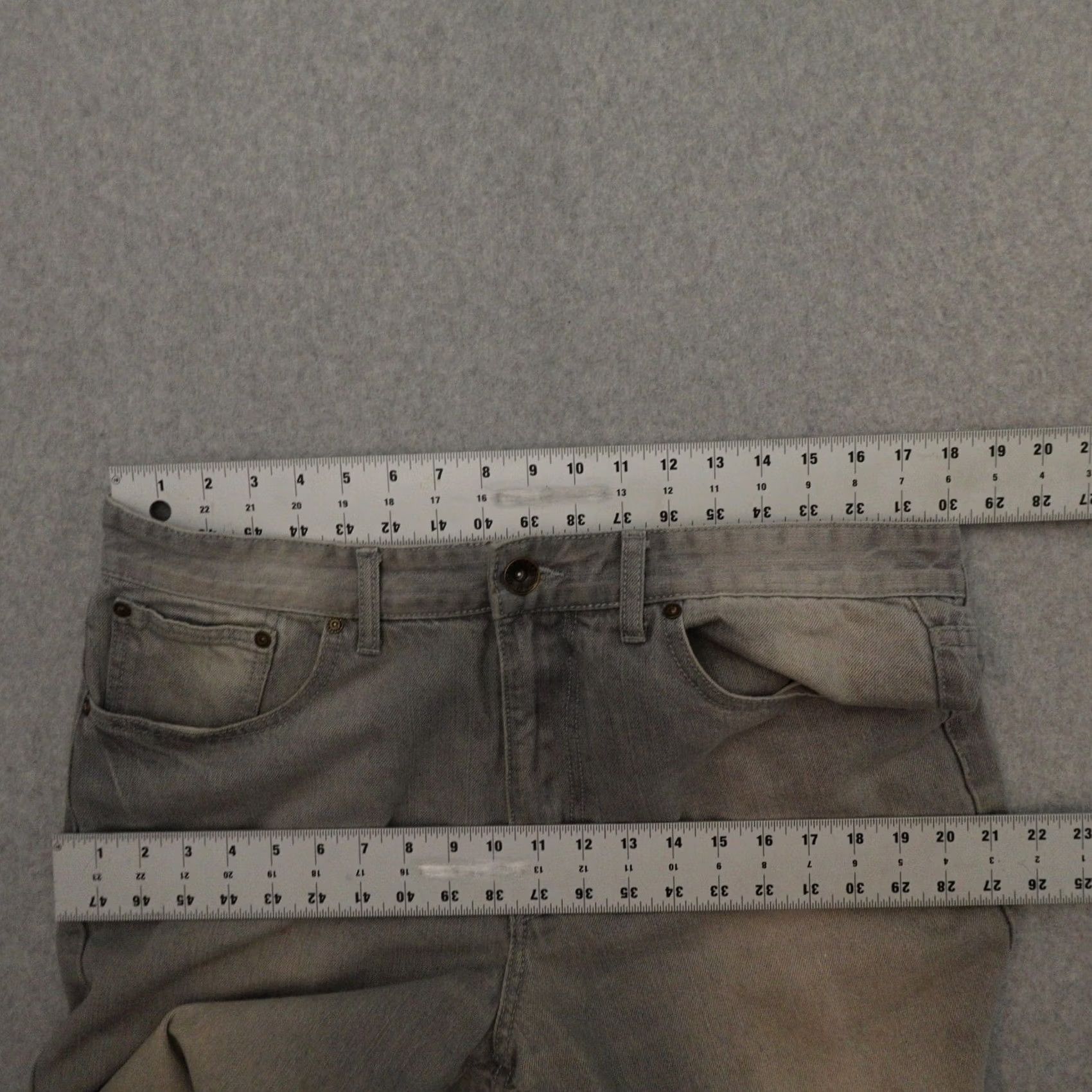 Ecko Unltd. Marc Ecko Jeans Men 36T (36X36) Regular Fit Denim Distressed Gray Cotton Straight Shirt/Jeans Size US 36 / EU 52 - 6 Thumbnail