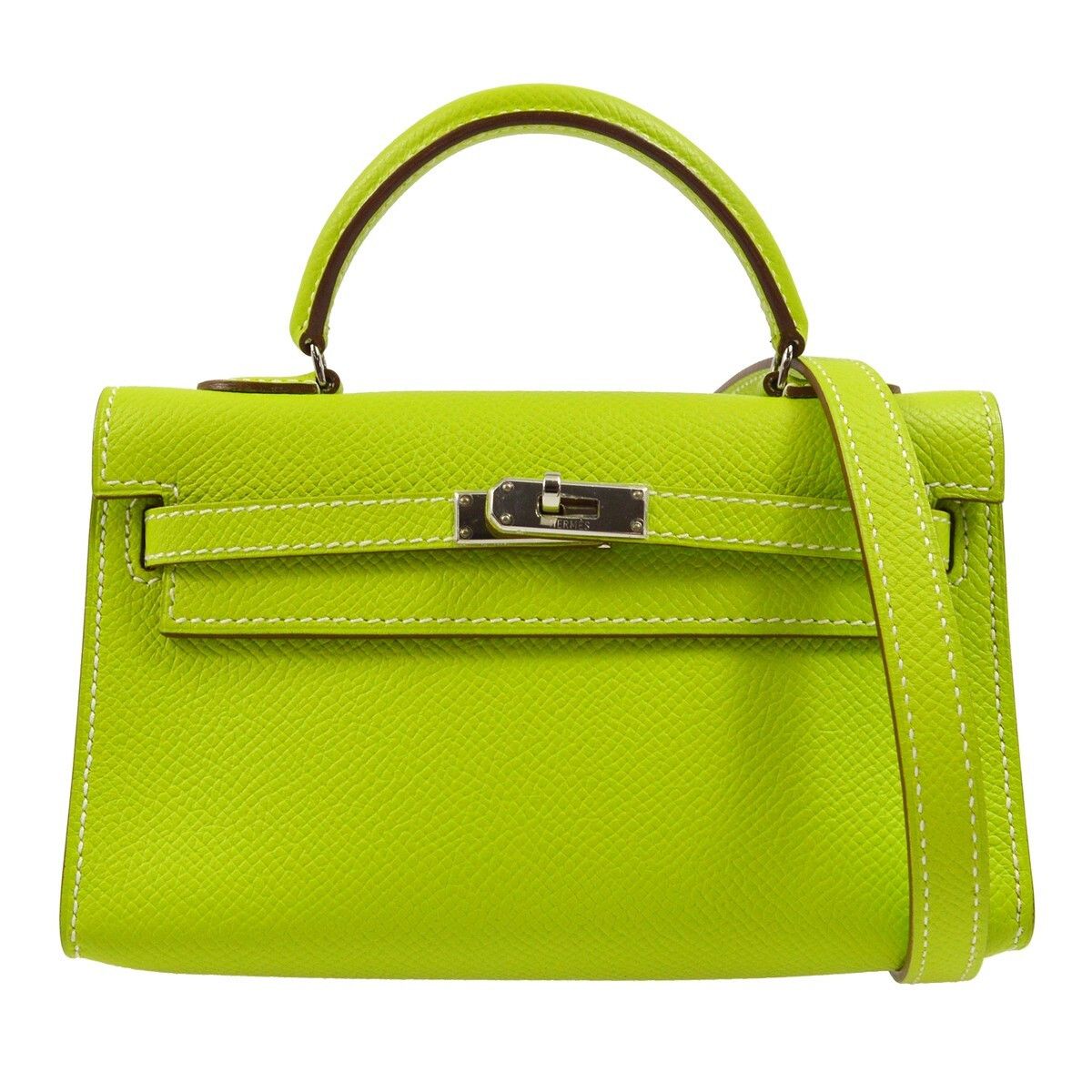 Hermes Hermes Kelly Mini II Bag Green Epsom with Palladium Hardware Size ONE SIZE - 1 Thumbnail