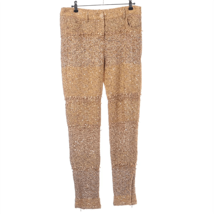 Chanel CC Logo Button Shimmer Polyester Pants Size 25" / US 0 / IT 36 - 1 Thumbnail