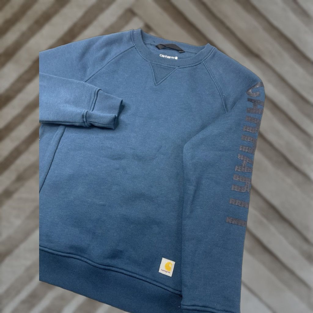 Carhartt Carhartt Sweatshirt Women S Relaxed Raglan Sleeve Logo Crew Neck Blue Cotton Polyester Size S / US 4 / IT 40 - 1 Thumbnail
