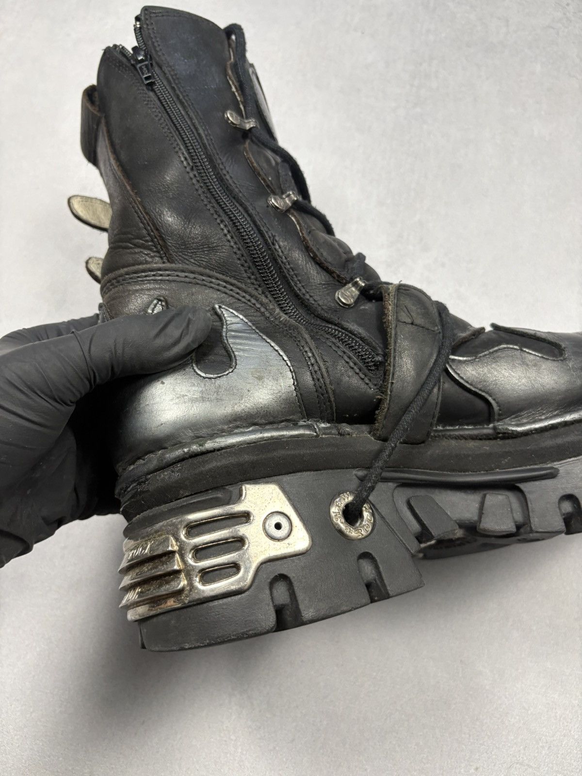 New Rock New Rock Reactor Boots Leather Flame Y2K Gothic Biker 41 Size US 8 / EU 41 - 23 Thumbnail
