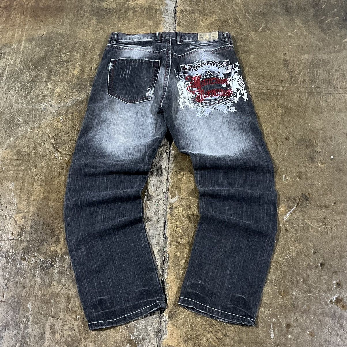 Affliction × JNCO × Vintage Crazy Vintage Y2K Baggy Jeans Embroidered Skater JNCO Style Size US 36 / EU 52 - 1 Thumbnail