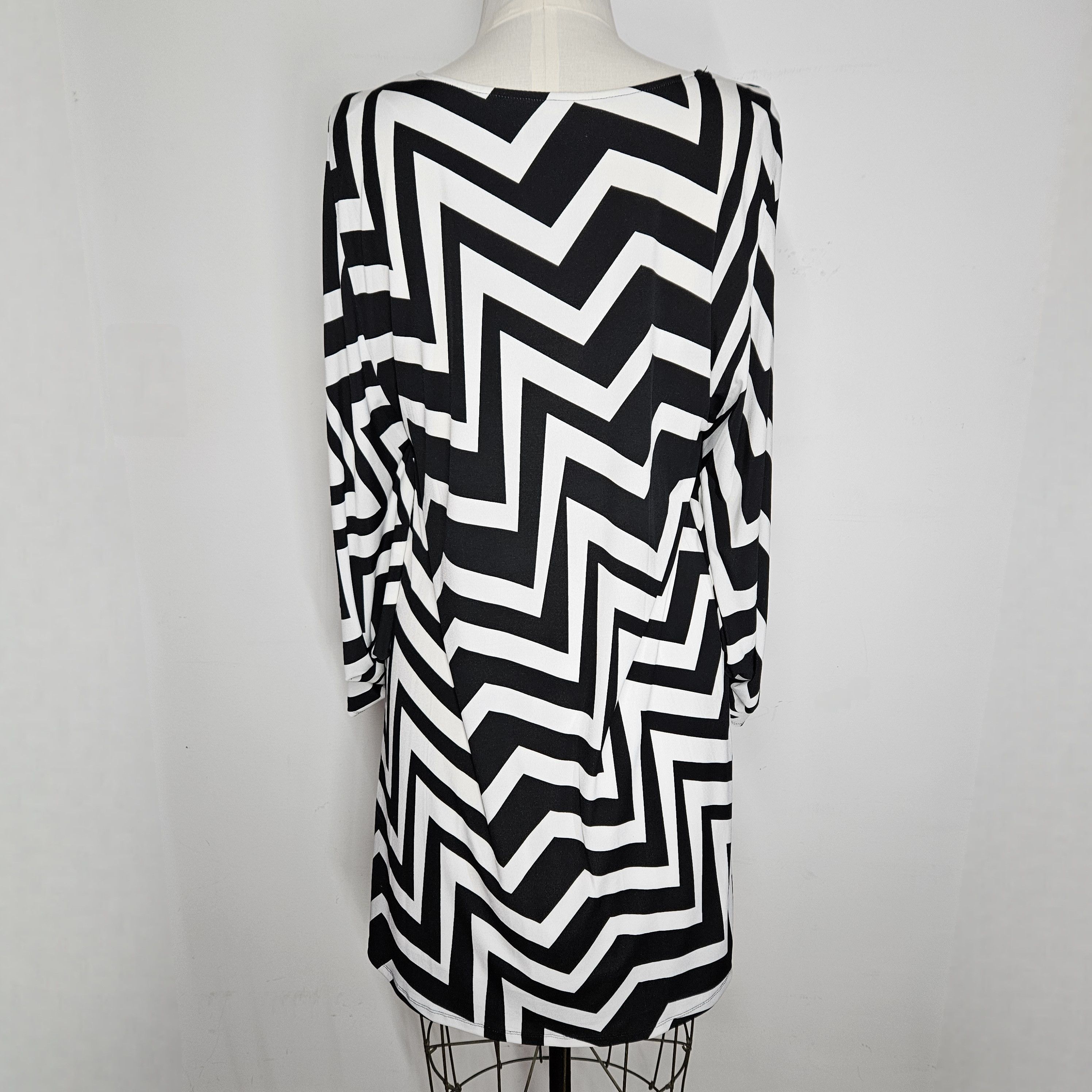 Other Sandra Darren Size 12 Dress Dressy Black White Modern Zig Size L / US 10 / IT 46 - 3 Thumbnail