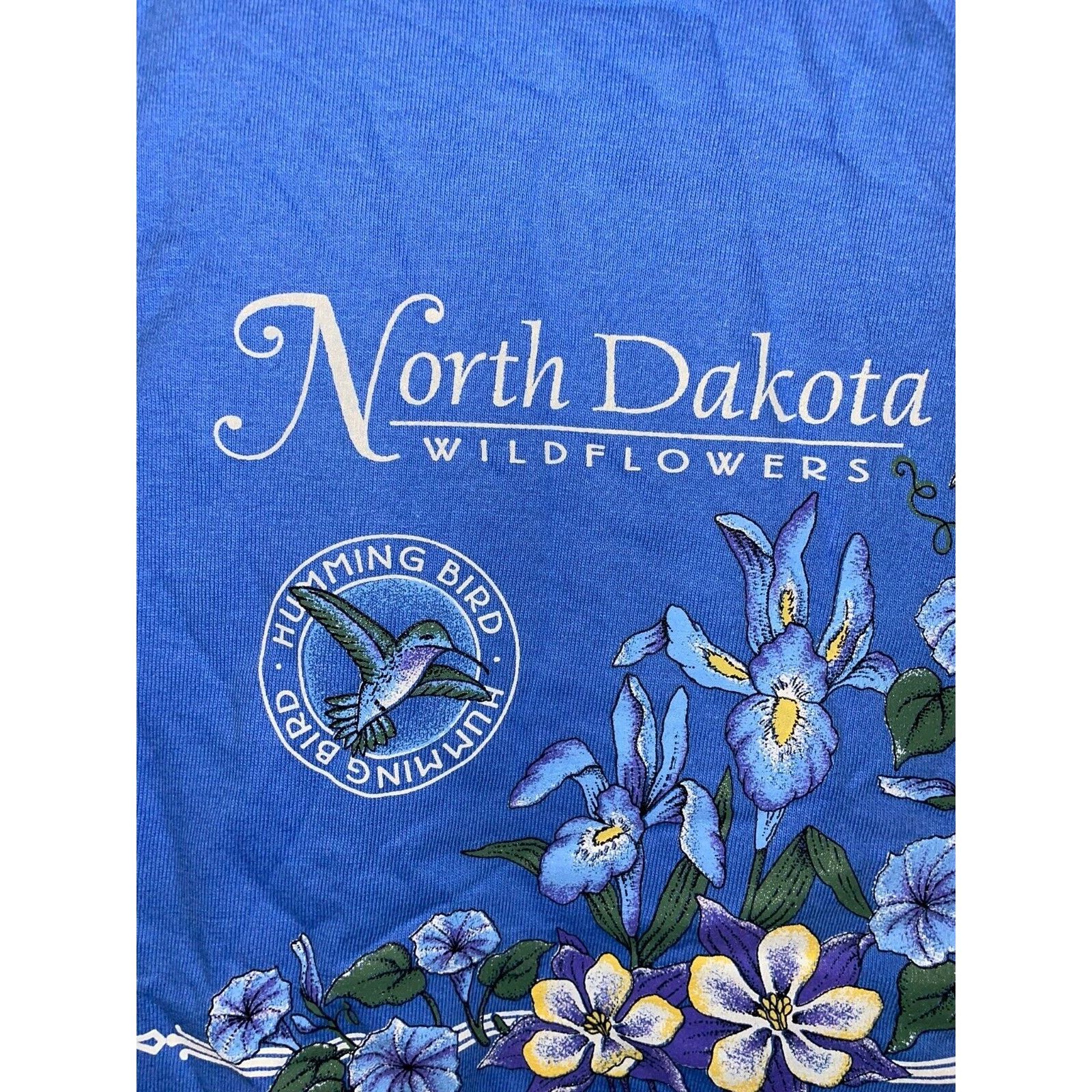 Anvil Vintage North Dakota Shirt Wildflowers Blue Bird Large 90s Size US L / EU 52-54 / 3 - 5 Thumbnail