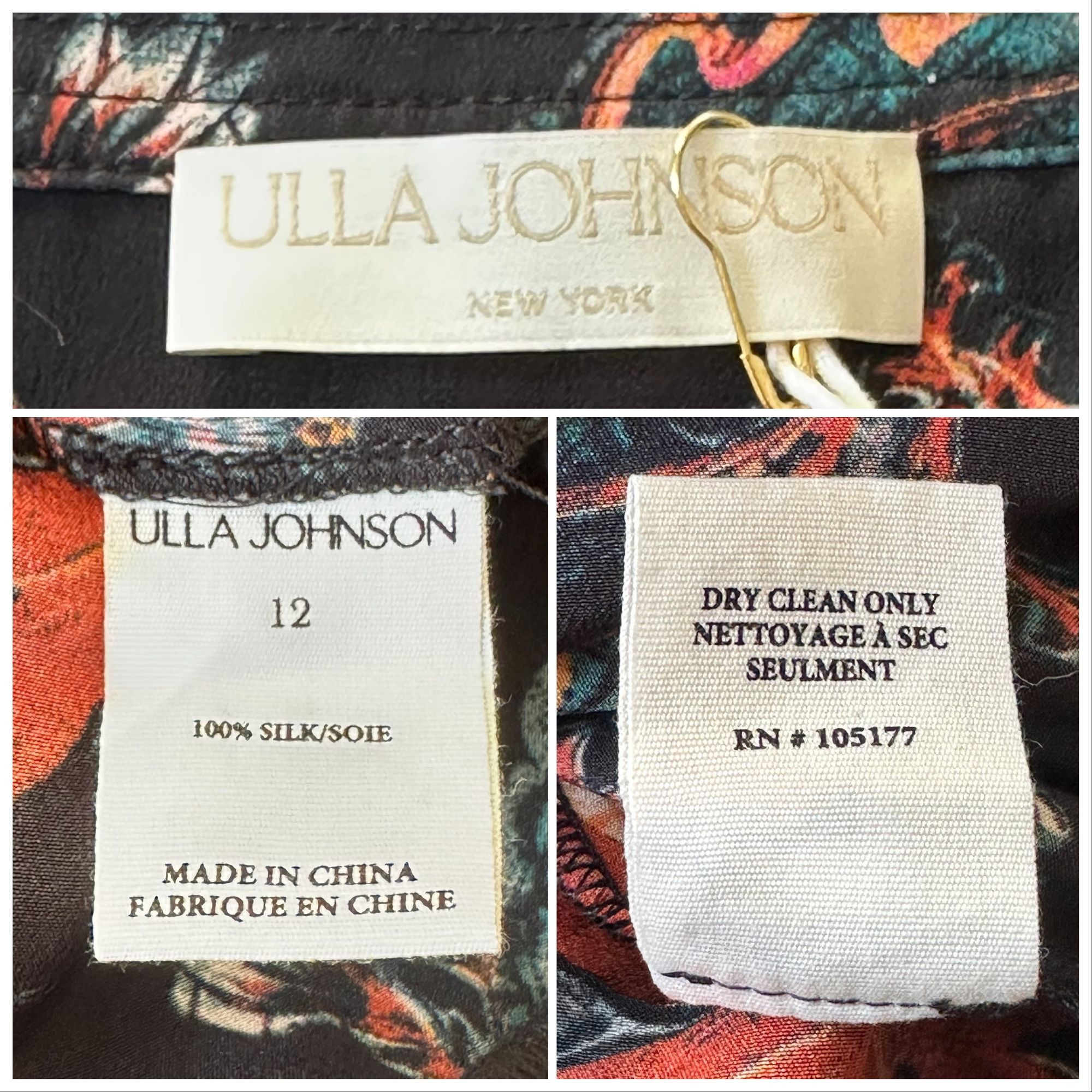 Ulla Johnson Ulla Johnson Renata Dress in Obsidian. Silk, Size 12 NWT Size XL / US 12-14 / IT 48-50 - 4 Thumbnail