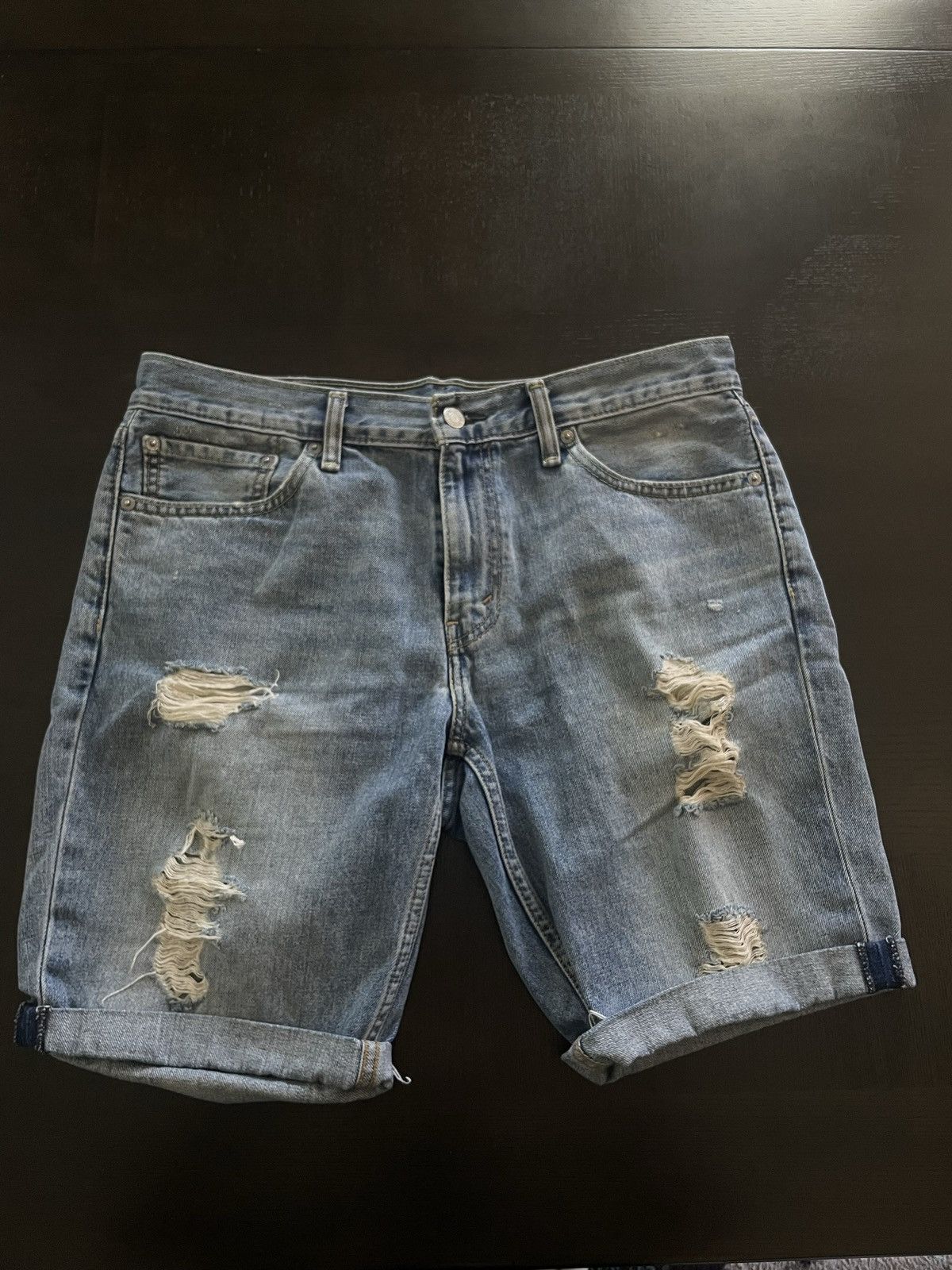 Levi's Levis denim shorts distressed Size US 33 - 1 Thumbnail