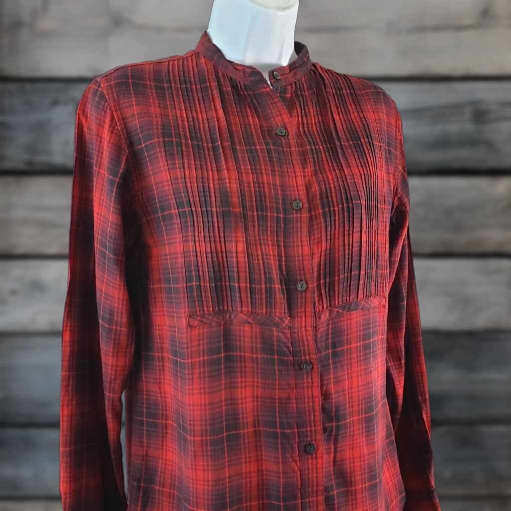 Vintage Denim & Supply Ralph Lauren Womens Button-Front Tunic Top Sz Small Red Plaid Shirt Slim Fit Womens Size S / US 4 / IT 40 - 1 Thumbnail