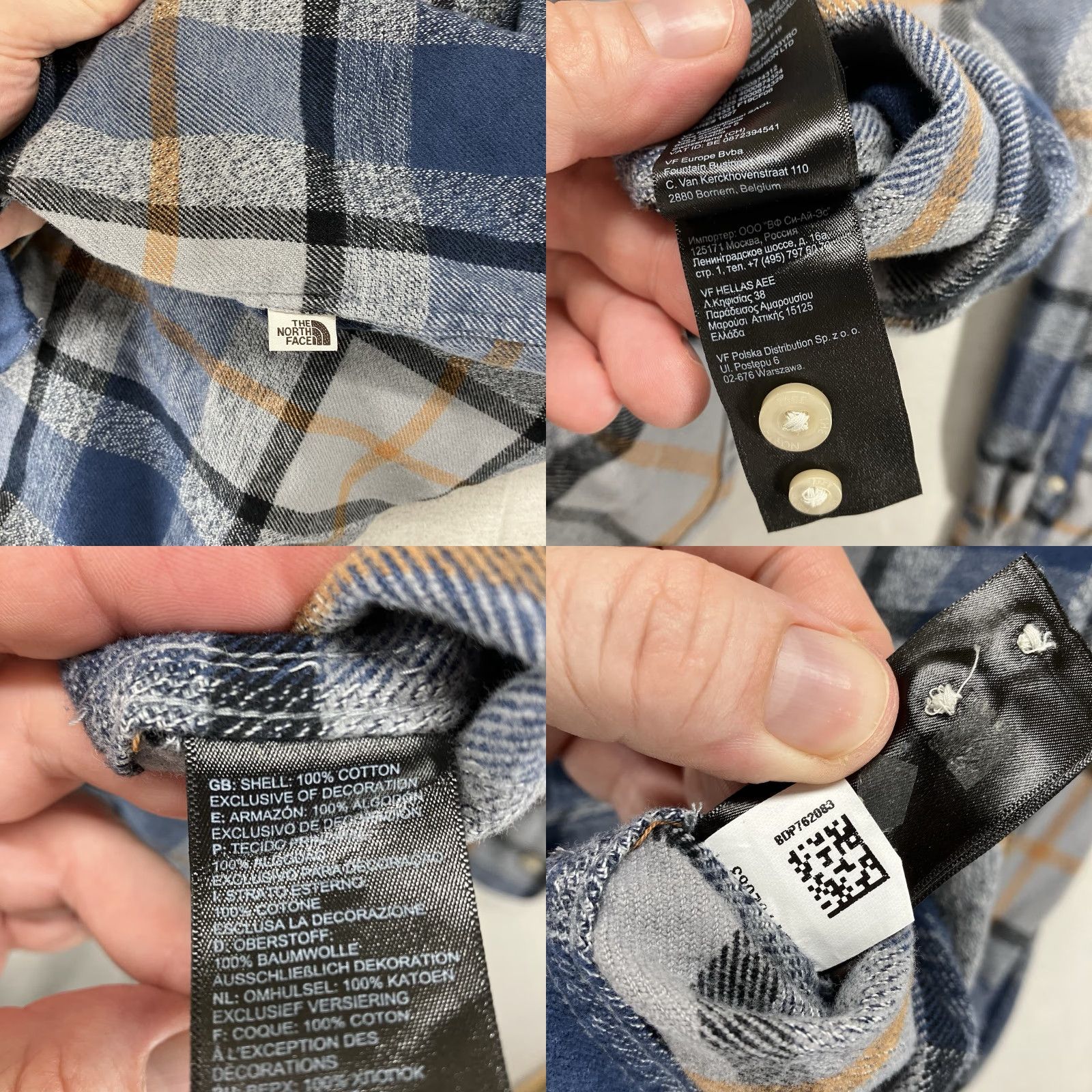 The North Face The North Face Men's Shirt Small Thick Knit Flannel Plaid Blues Grays All Cotton Size US S / EU 44-46 / 1 - 9 Thumbnail