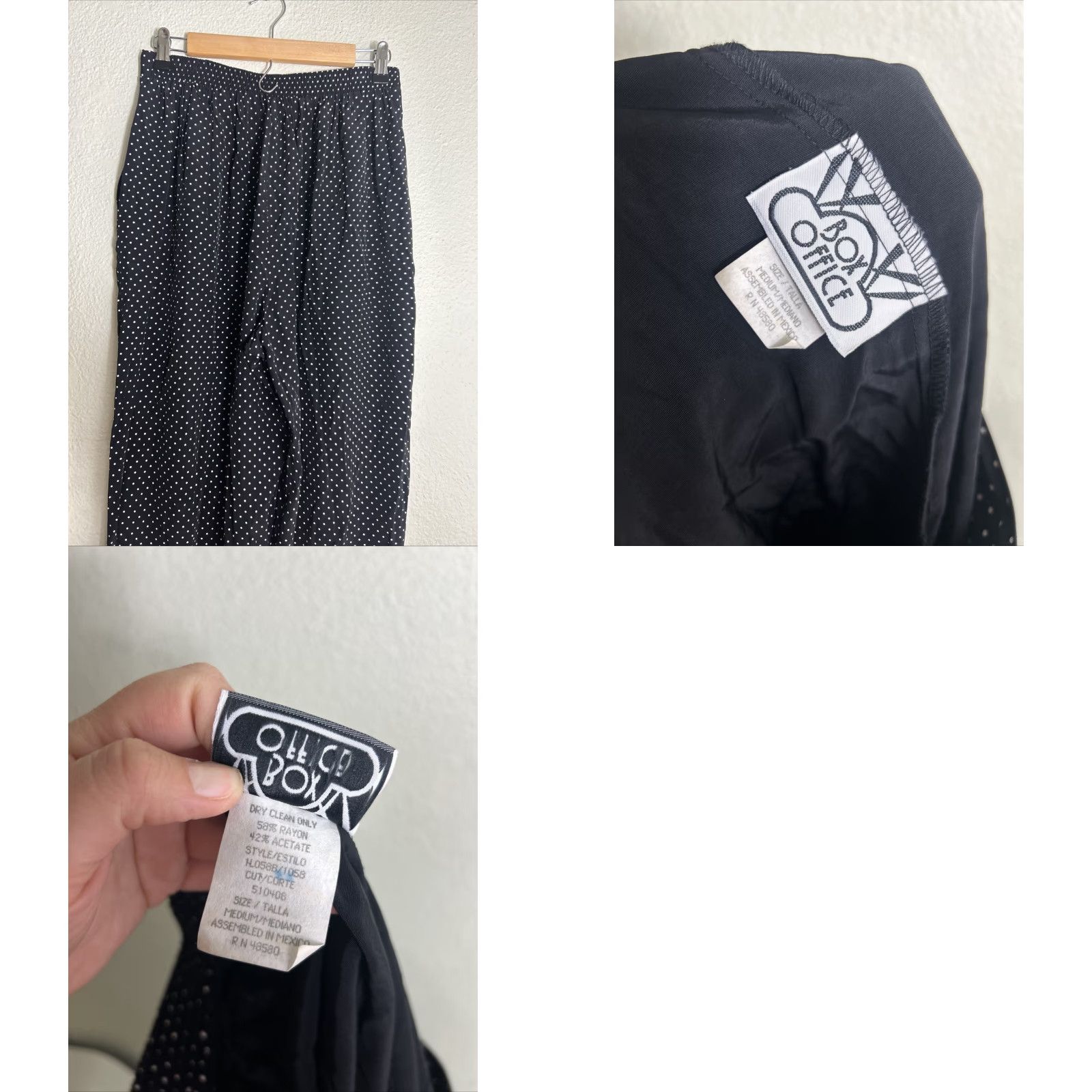 Vintage VINTAGE White Polka Dot Dress Pants Womens Medium Black Rayon Elastic 28x29 Global Style Pants M Women Mens? Size 32" / US 10 / IT 46 - 8 Thumbnail