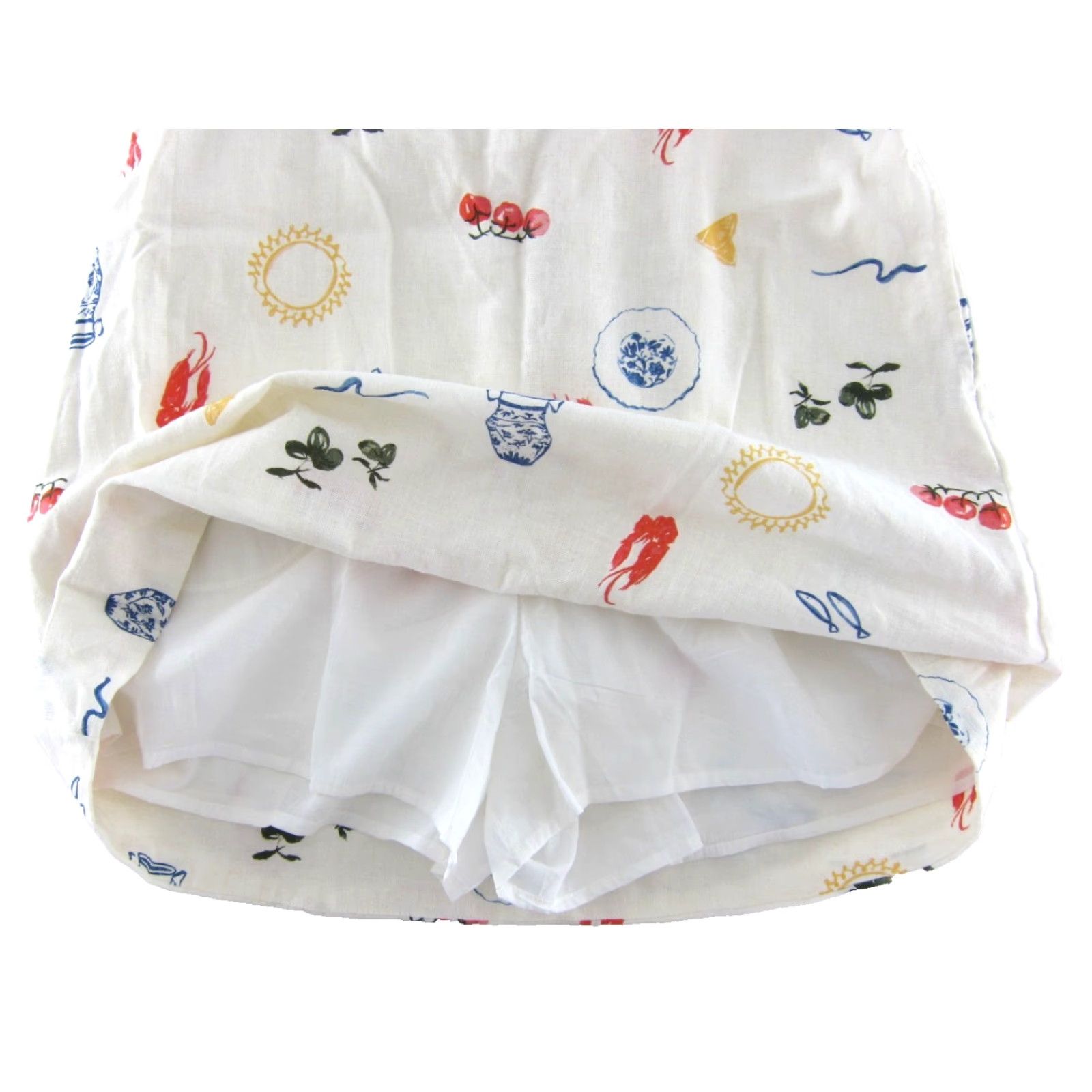 Abercrombie & Fitch Abercrombie & Fitch Linen Cotton Ivory Lobster Dinner Shorts Lined MT Dress Women Vintage No Size 32" / US 10 / IT 46 - 6 Thumbnail