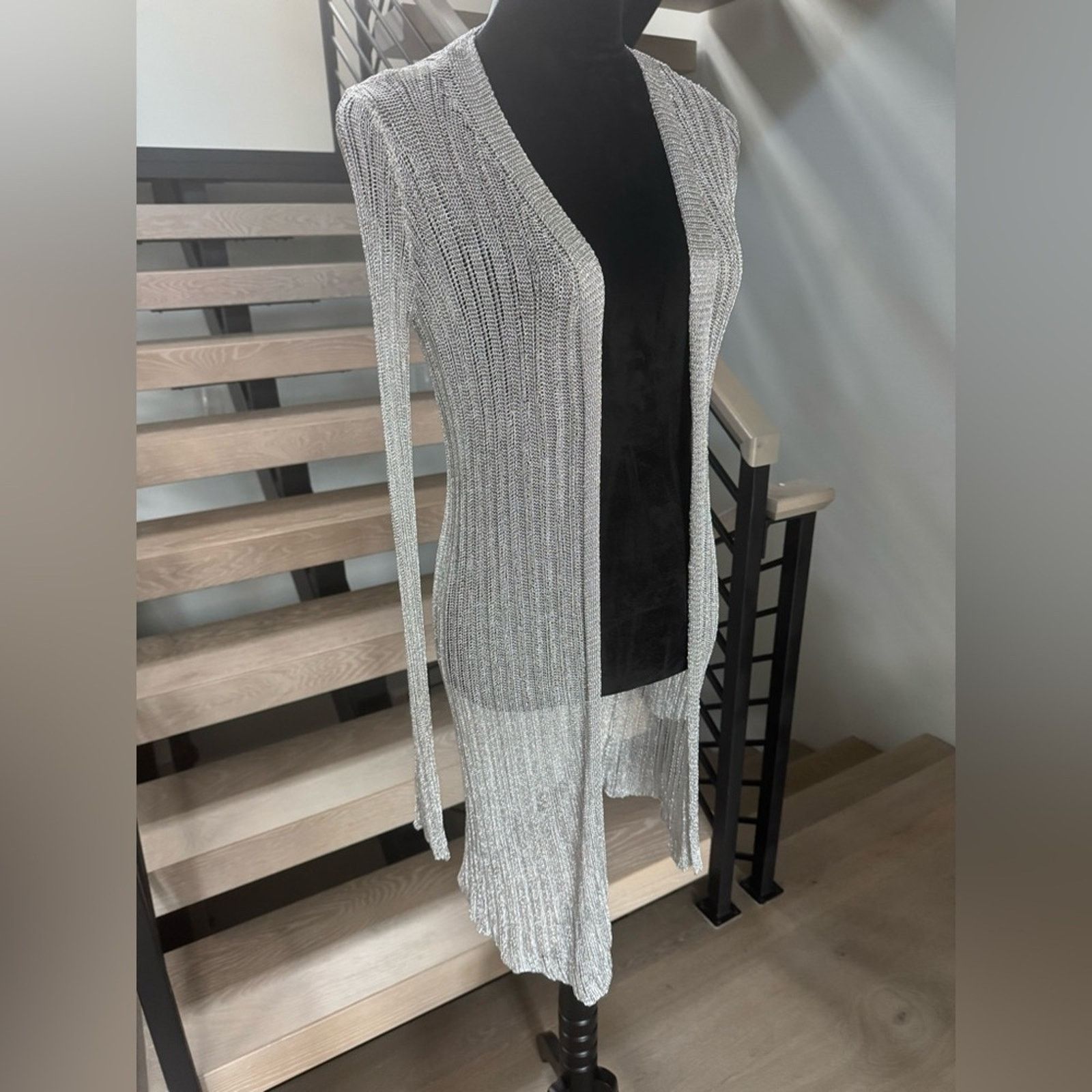 Other New silver Metallic Cardigan .Metallic threads.Size XS Size S / US 4 / IT 40 - 2 Thumbnail