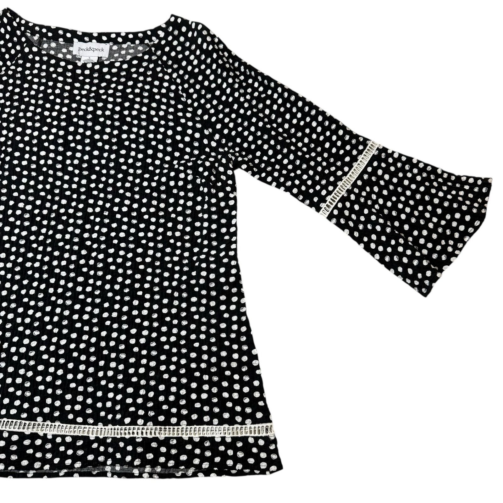 Other NEW Peck & Peck Blouse Top Crinkle Texture Black White Small Size S / US 4 / IT 40 - 9 Thumbnail