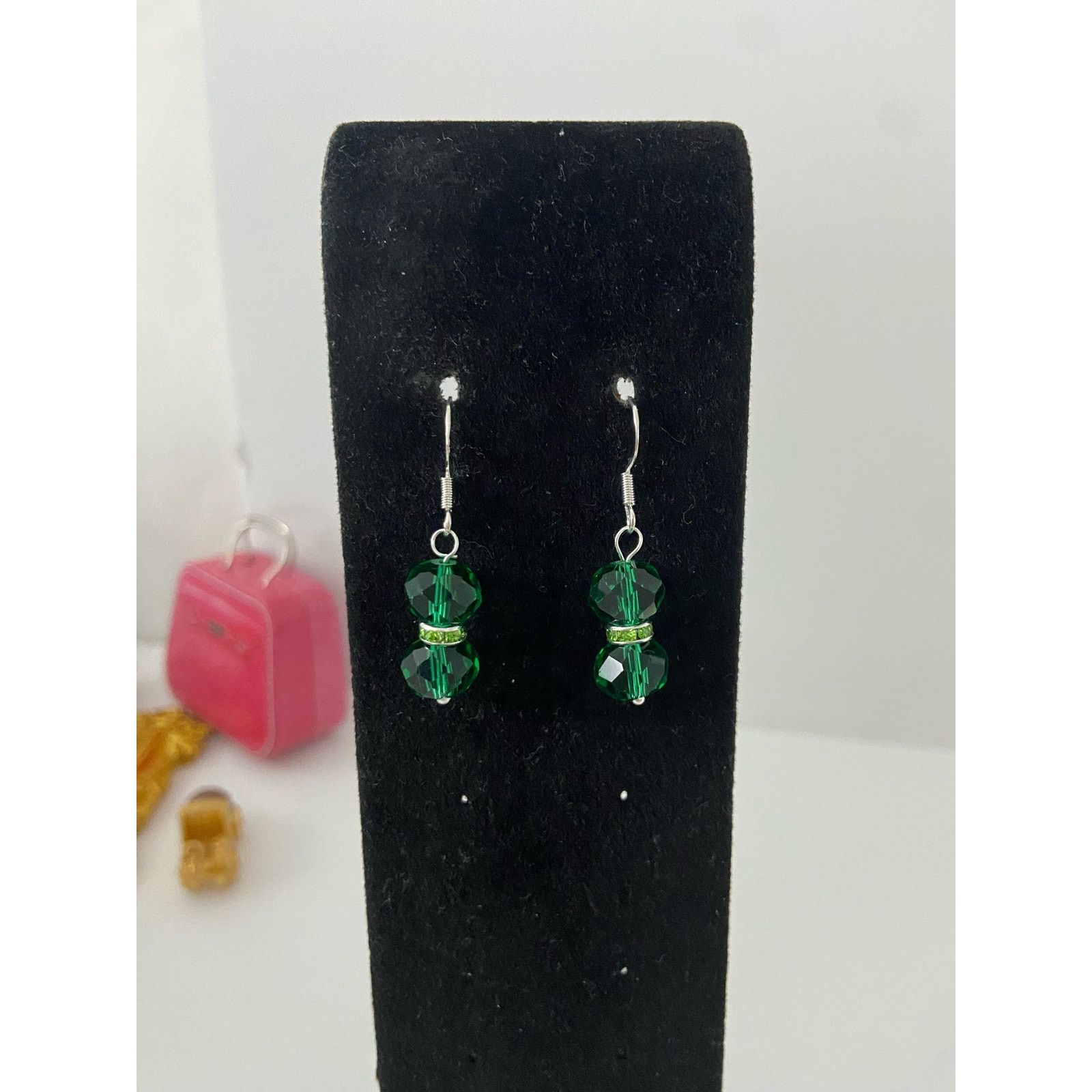Handmade green glass bead earrings Size ONE SIZE - 1 Thumbnail