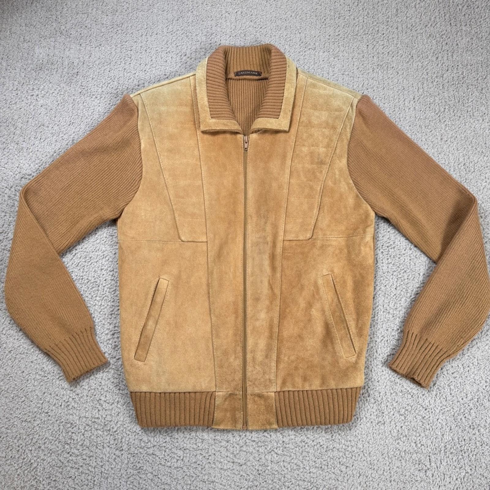 Other Vintage 80s Landmark Mens Genuine Suede Leather Knit Jacket Size US M / EU 48-50 / 2 - 1 Thumbnail