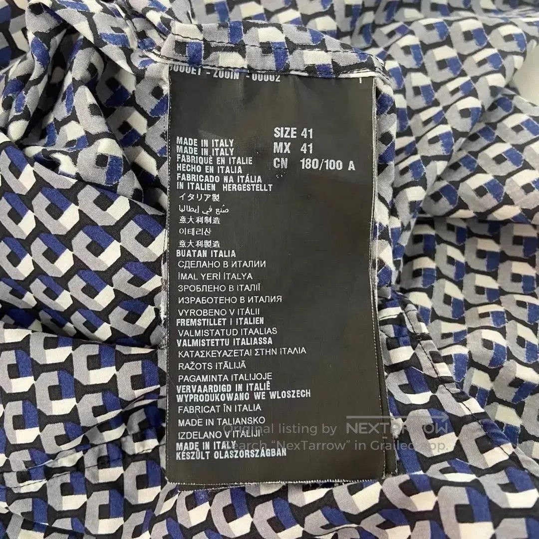 Prada Blue Patterned Long Sleeve Button-Up Shirt. Size US L / EU 52-54 / 3 - 6 Thumbnail
