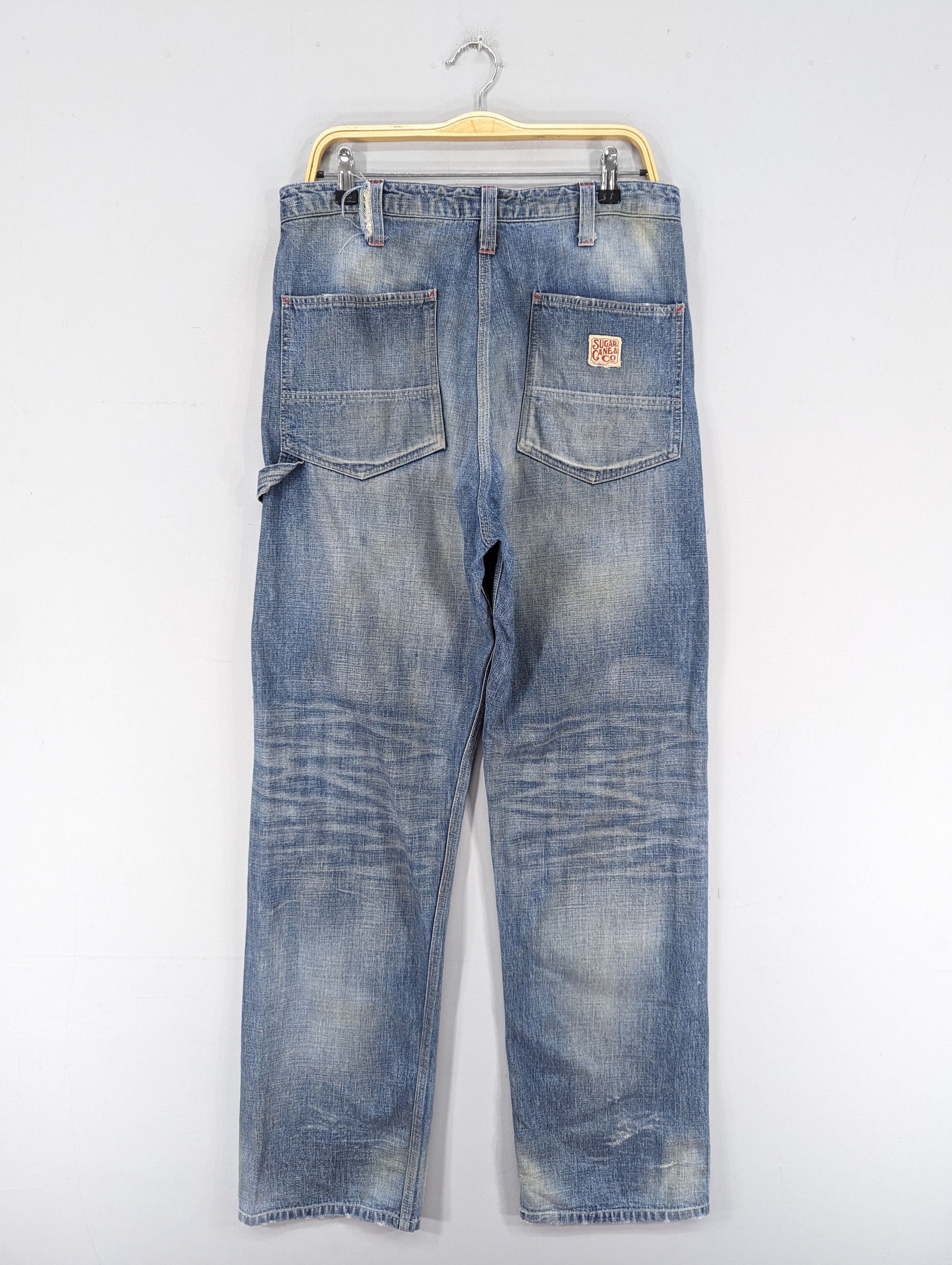 image of Sugar Cane Co x Vintage Sugarcane Carpenter Distressed Jeans in Medium Wash, Men's (Size 33)