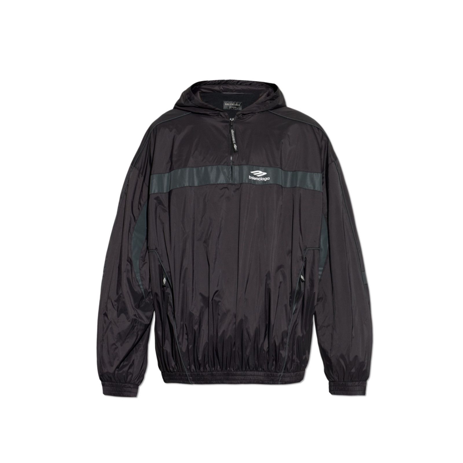 Balenciaga Black Nylon Hooded Sweatshirt Me, Men's