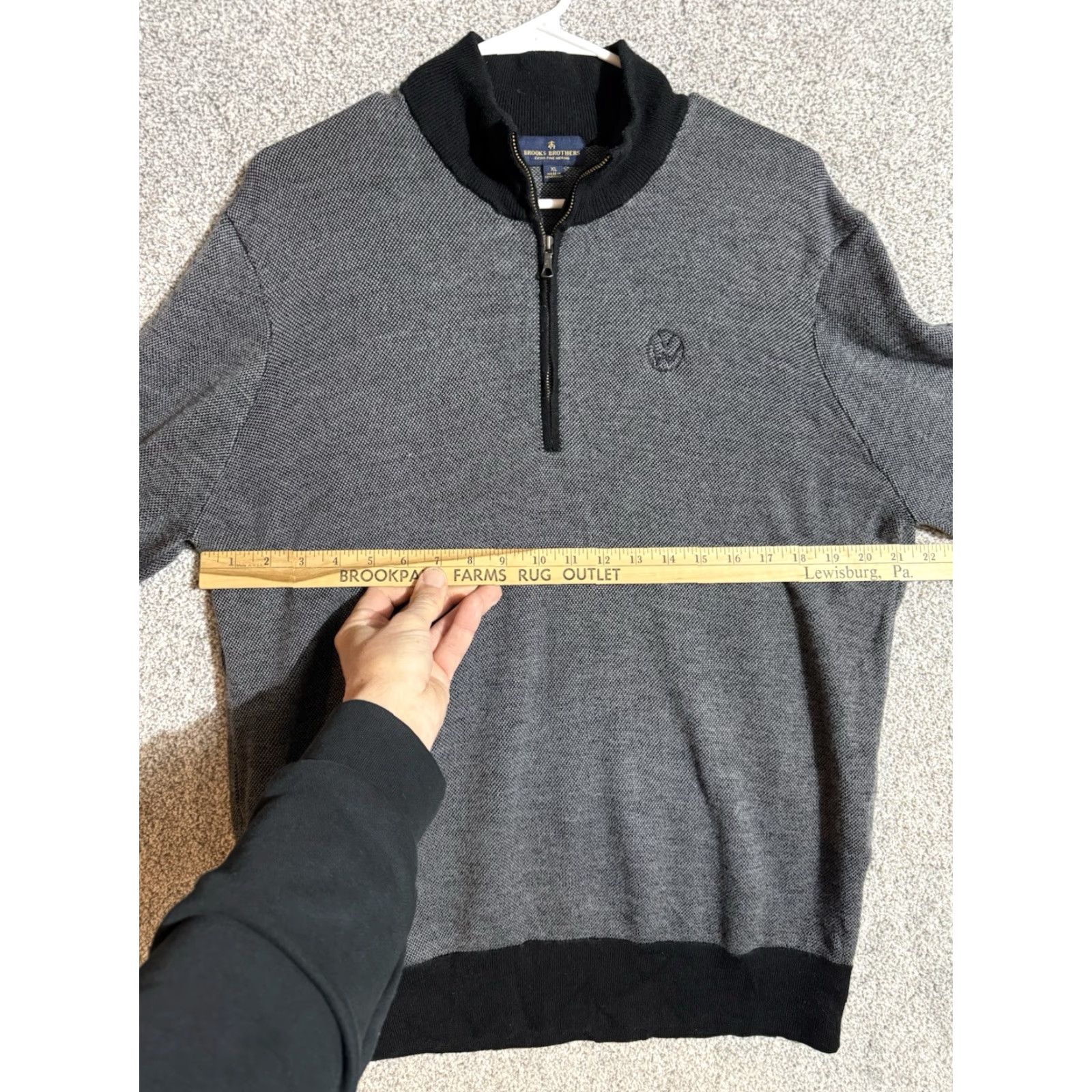 Brooks Brothers Brooks Brothers Sweater Mens XL Merino Wool 1/4 Zip Mock Neck Preppy Casual Long Sleeve Knit Pullover Zipper Logo Gr​ay Wool Size US XL / EU 56 / 4 - 3 Thumbnail