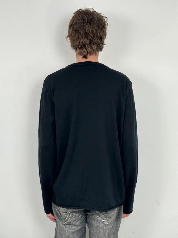 Emporio Armani 2000s Emporio Armani Black Patchwork V-Neck Wool Sweater Size US L / EU 52-54 / 3 - 2 Thumbnail