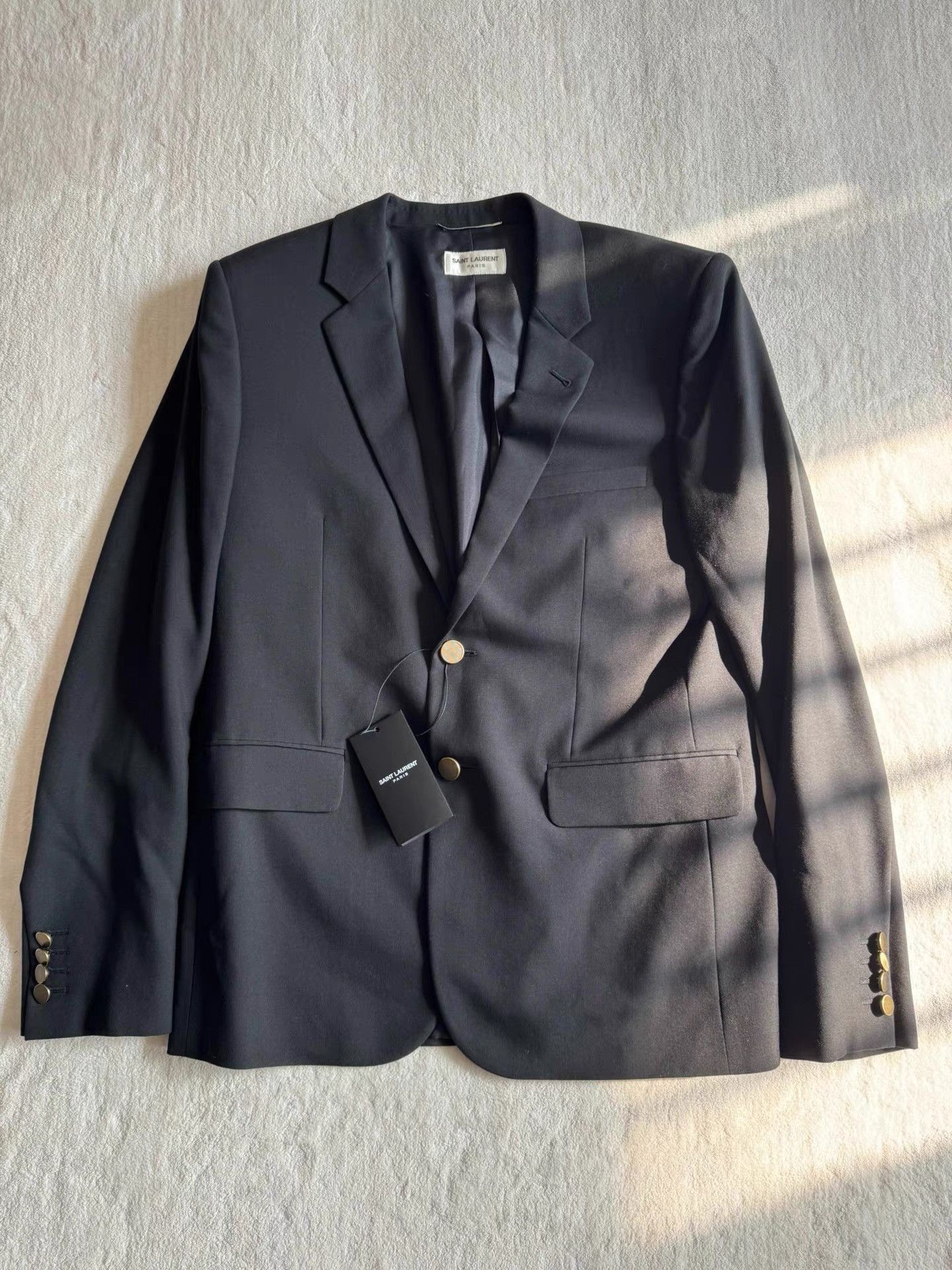 Saint Laurent Paris Black Single-Breasted Blazer with Gold Buttons Size US M / EU 48-50 / 2 - 1 Thumbnail