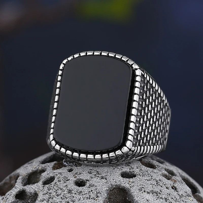 Vintage Onyx Stone Ring Size ONE SIZE - 4 Thumbnail