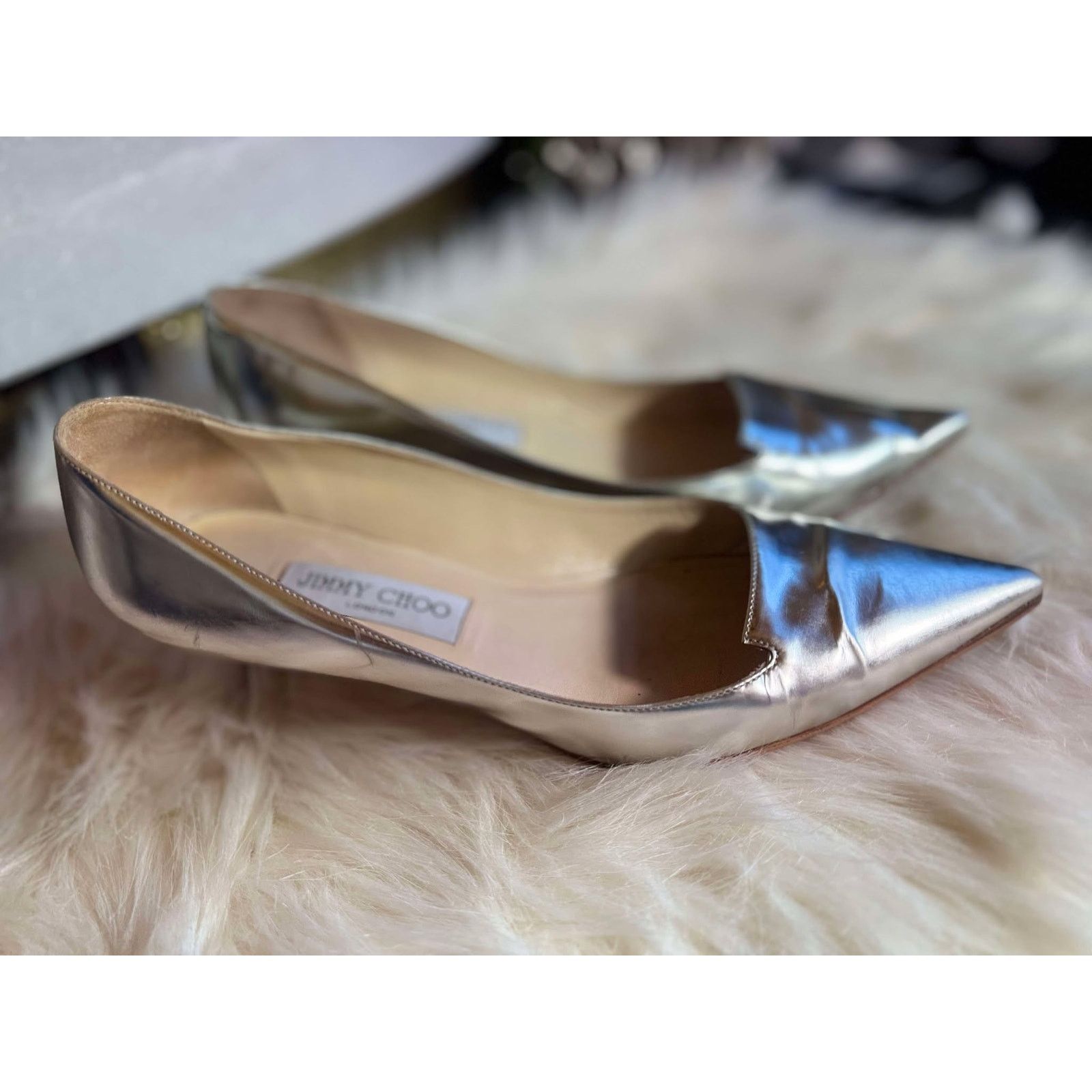 Jimmy Choo Jimmy Choo Silver Kitten Heels – Durable w/Protectors Size US 9 / IT 39 - 3 Thumbnail