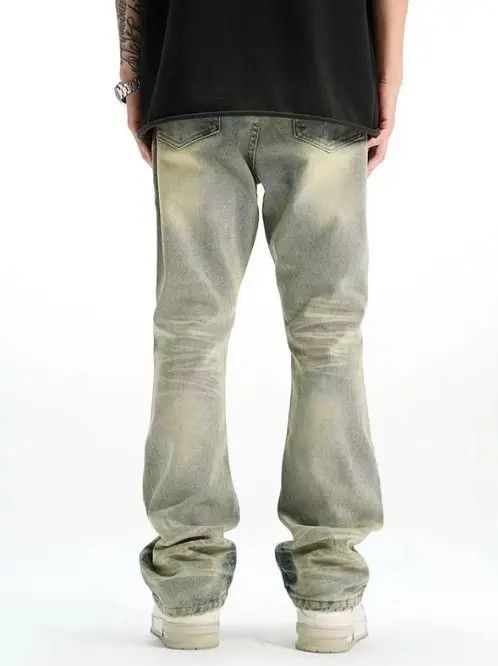 Japanese Brand Han American men's washed distressed loose straight jeans Size US 32 / EU 48 - 4 Thumbnail