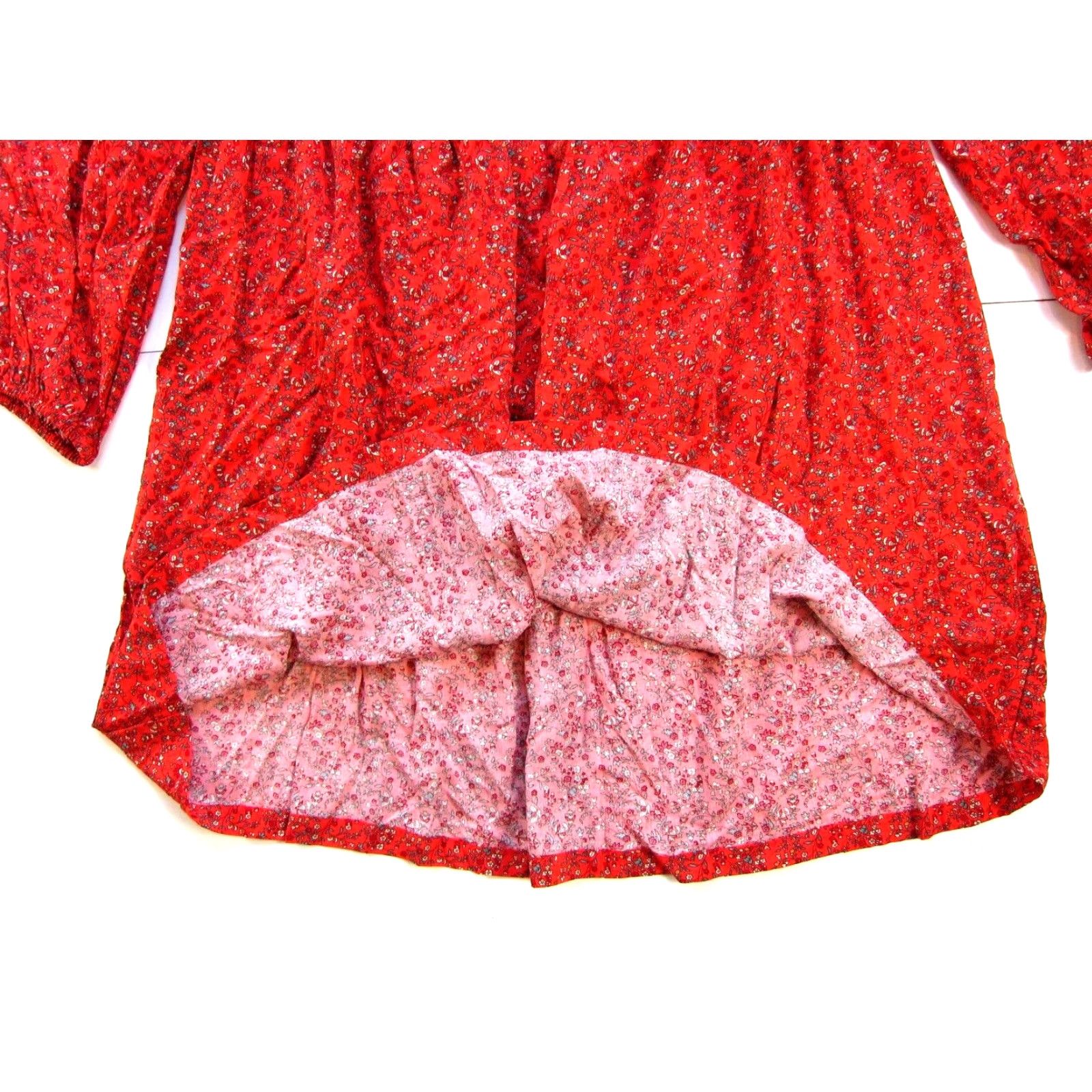 Old Navy Old Navy Floral Long Sleeve Tunic Dress Small Red Rayon Fit & Flare Smock Dress Size S / US 4 / IT 40 - 7 Thumbnail