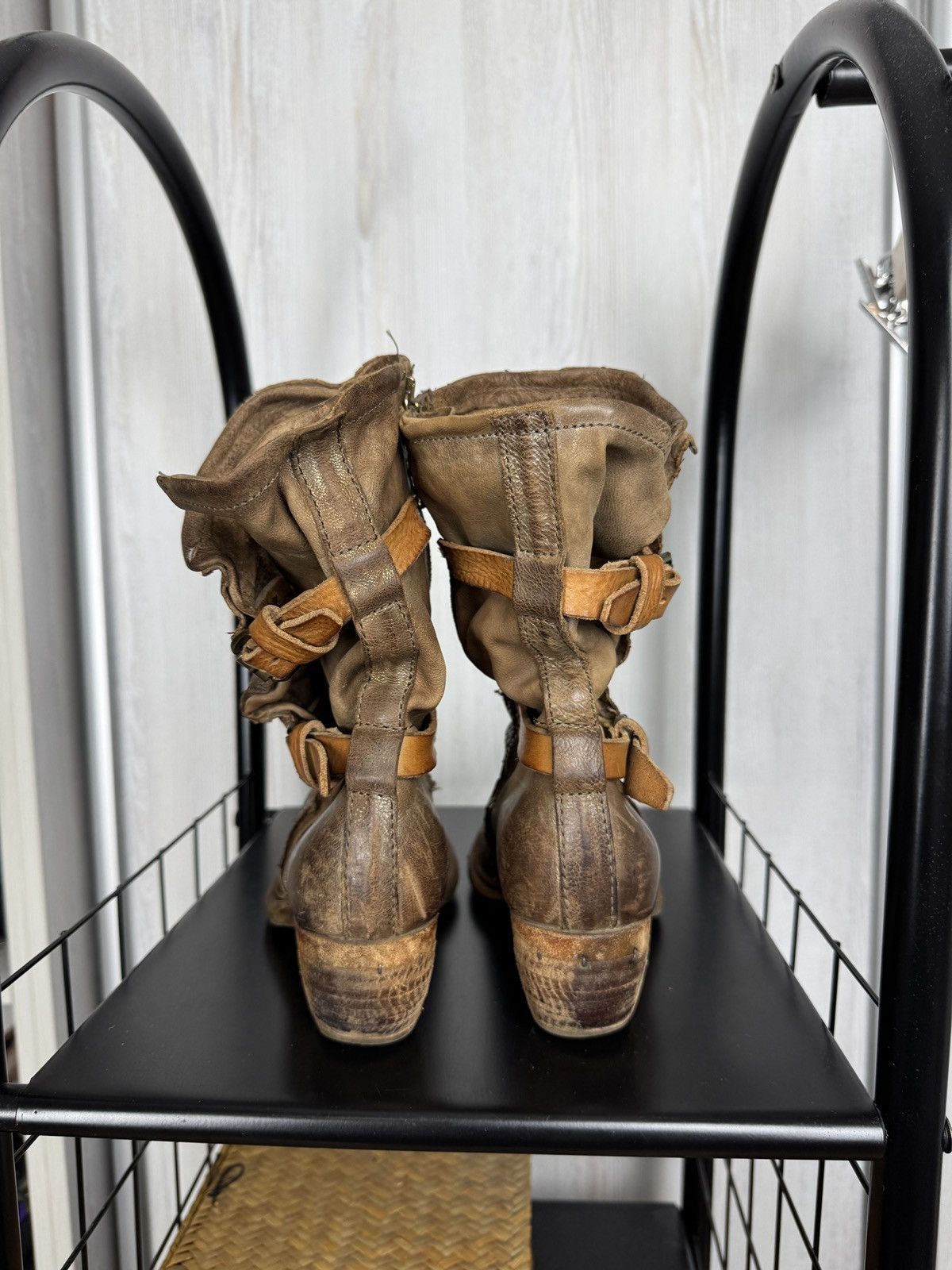A.S.98 Airstep AS98 Brown Leather Boho Biker Ankle Distressed Boots Size US 7 / IT 37 - 13 Thumbnail