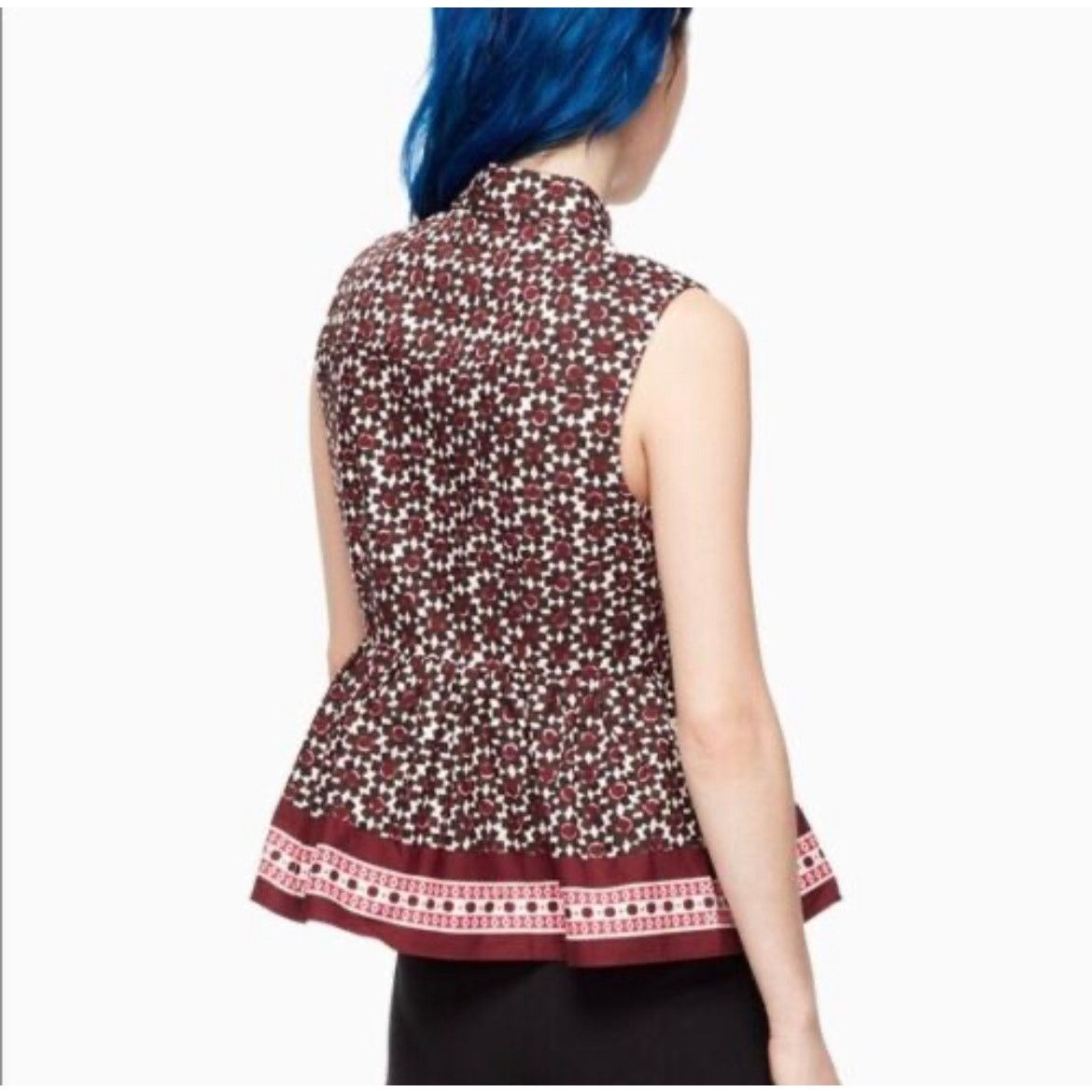 Kate Spade Kate Spade Rambling Roses Floral Tile Sleeveless Peplum Top Size XS / US 0-2 / IT 36-38 - 10 Thumbnail