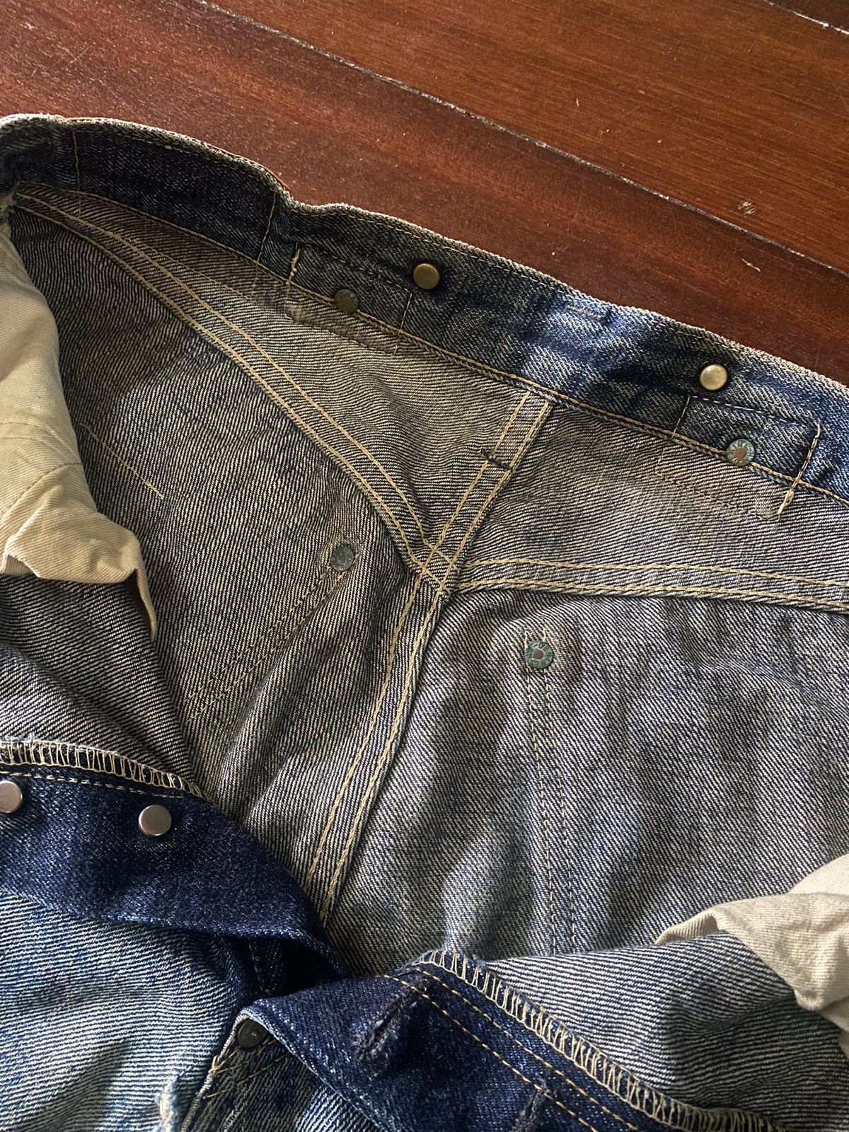 Vintage DENIME JAPAN Vintage Honeycomb Rusty distressed rework B1 Size US 31 - 22 Thumbnail