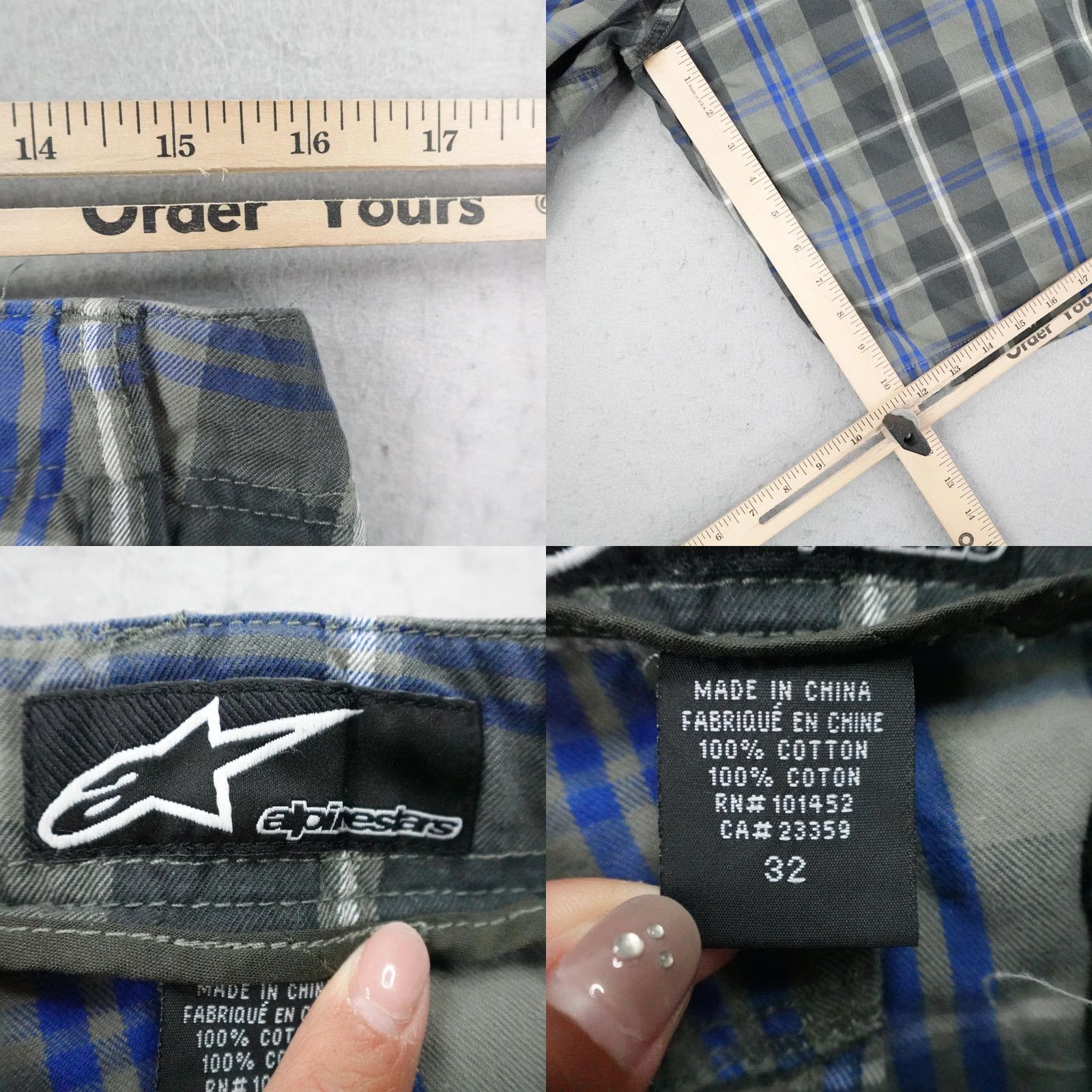 Alpinestars Alpinestars Mens 32 Gray Blue Plaid Chino Baggy Skater Snowboarder Shorts Black Size US 32 / EU 48 - 8 Thumbnail